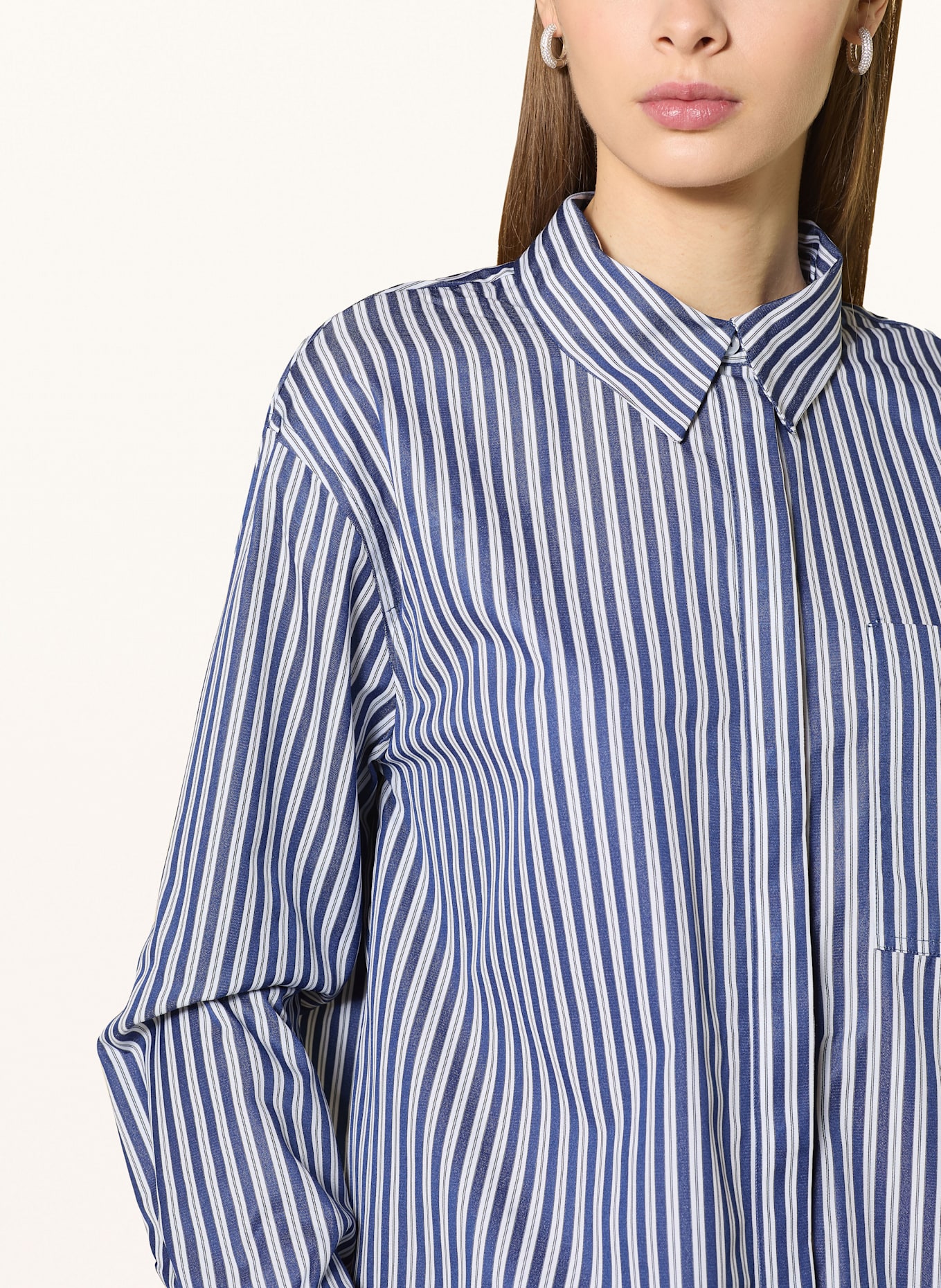 ONLY Hemdbluse: WEISS / DUNKELBLAU