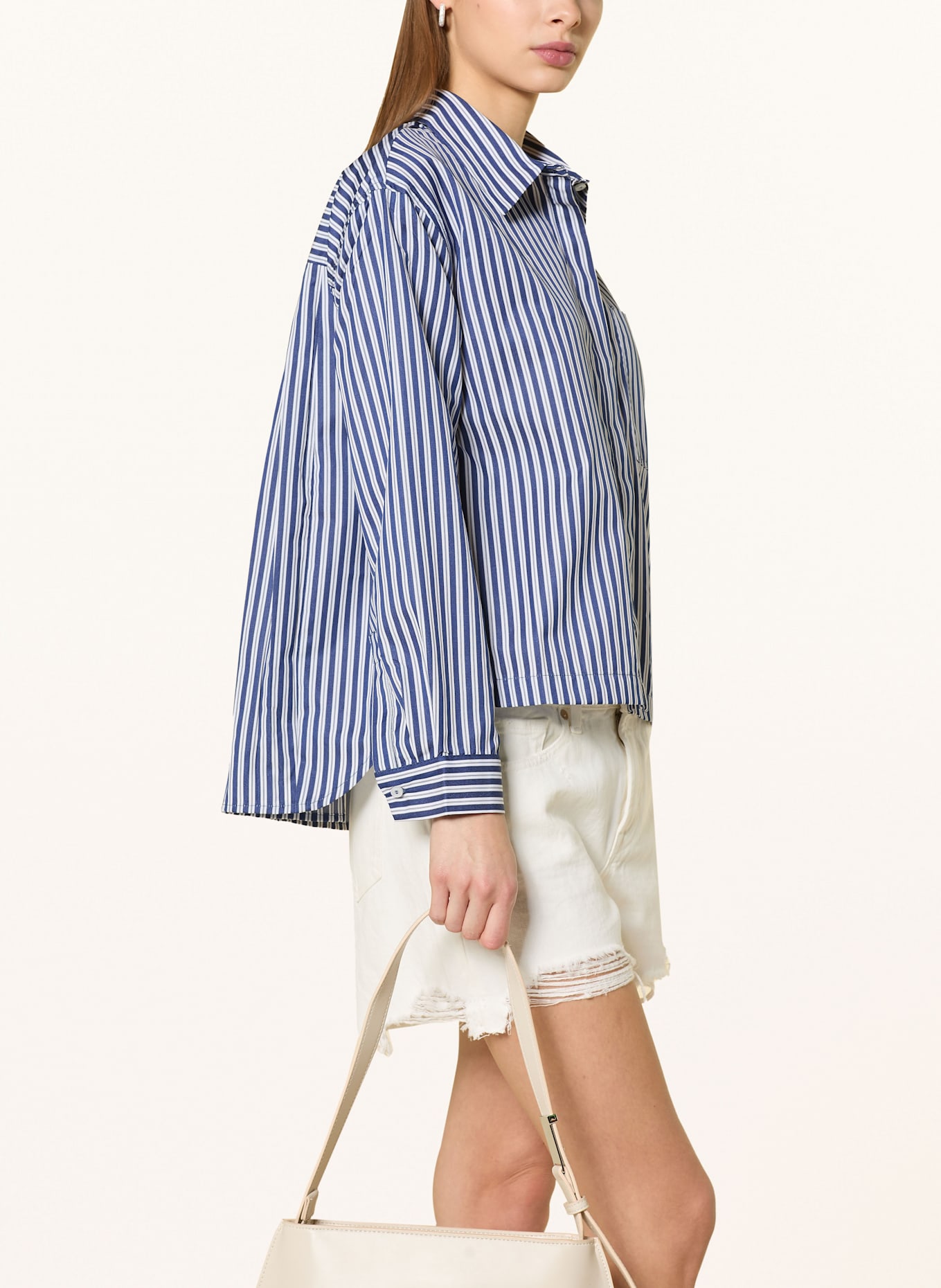 ONLY Hemdbluse: WEISS / DUNKELBLAU