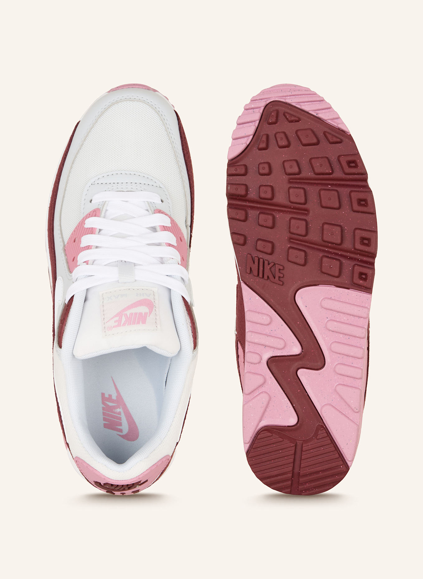 Nike Sneaker AIR MAX 90: WEISS/ DUNKELROT/ ROSA