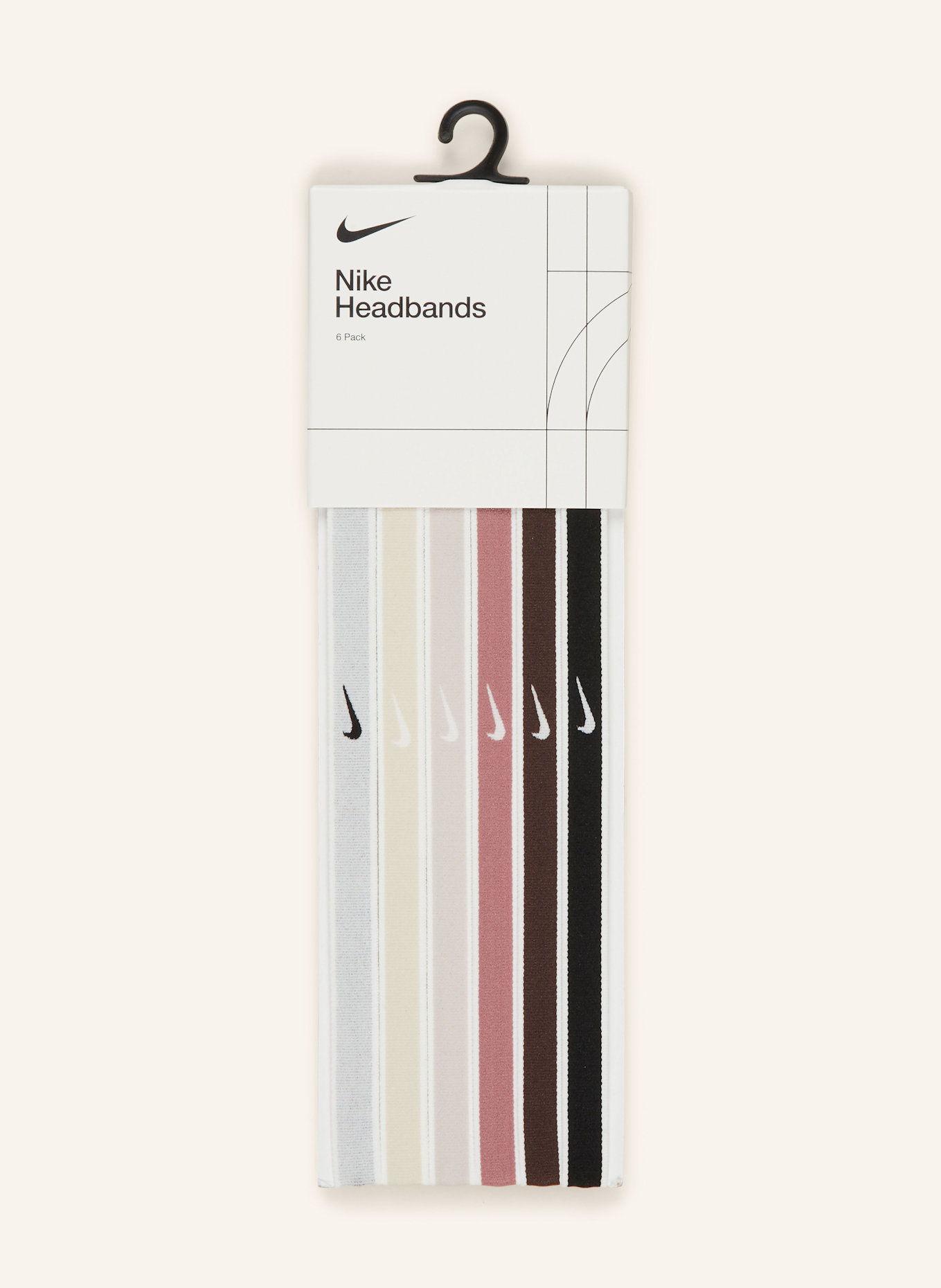 Nike 6er-Pack Stirnbänder SWOOSH: SCHWARZ/ ALTROSA/ HELLGRAU