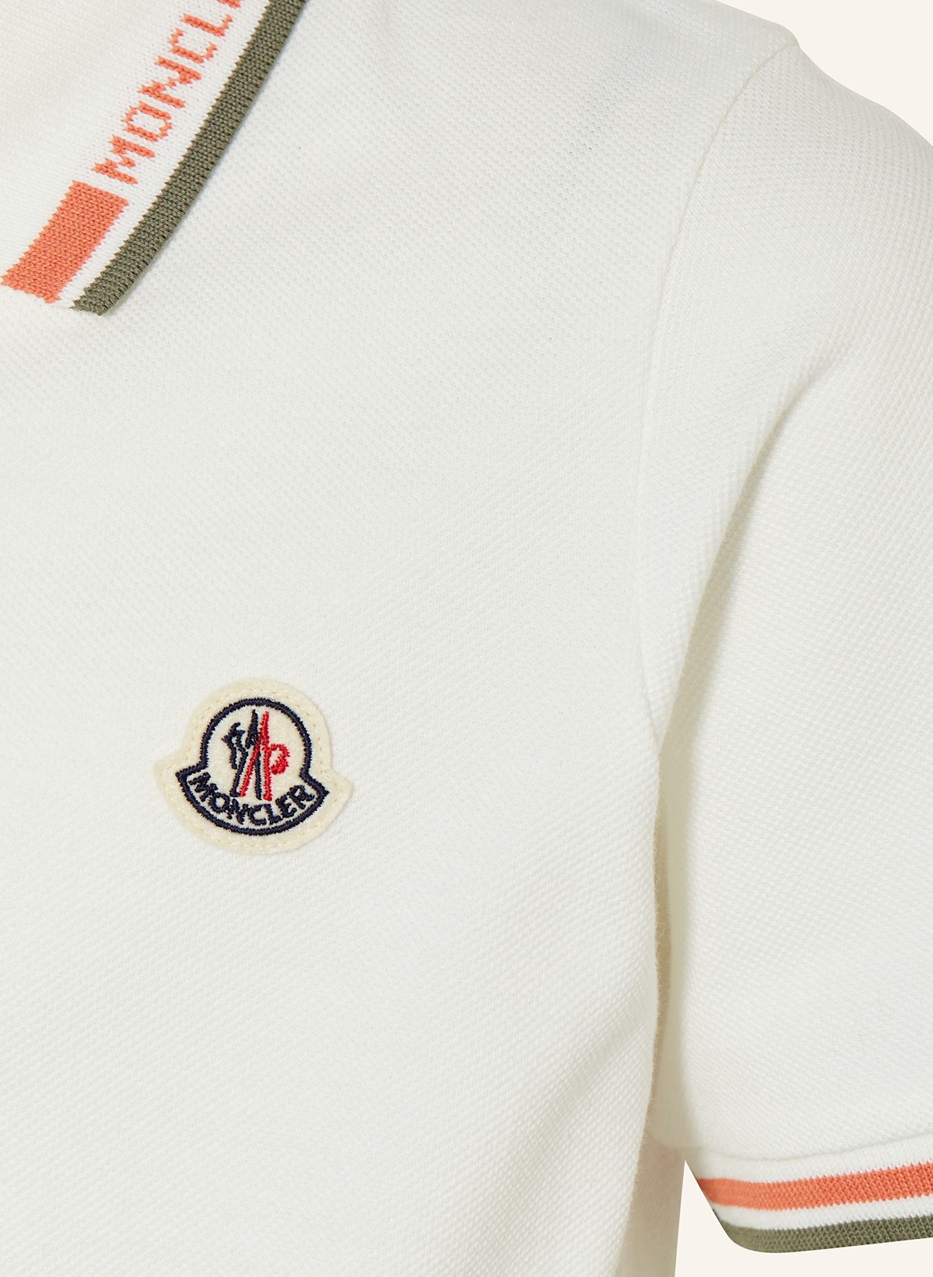 MONCLER enfant Set: Piqué polo shirt and piqué shorts: WHITE / OLIVE