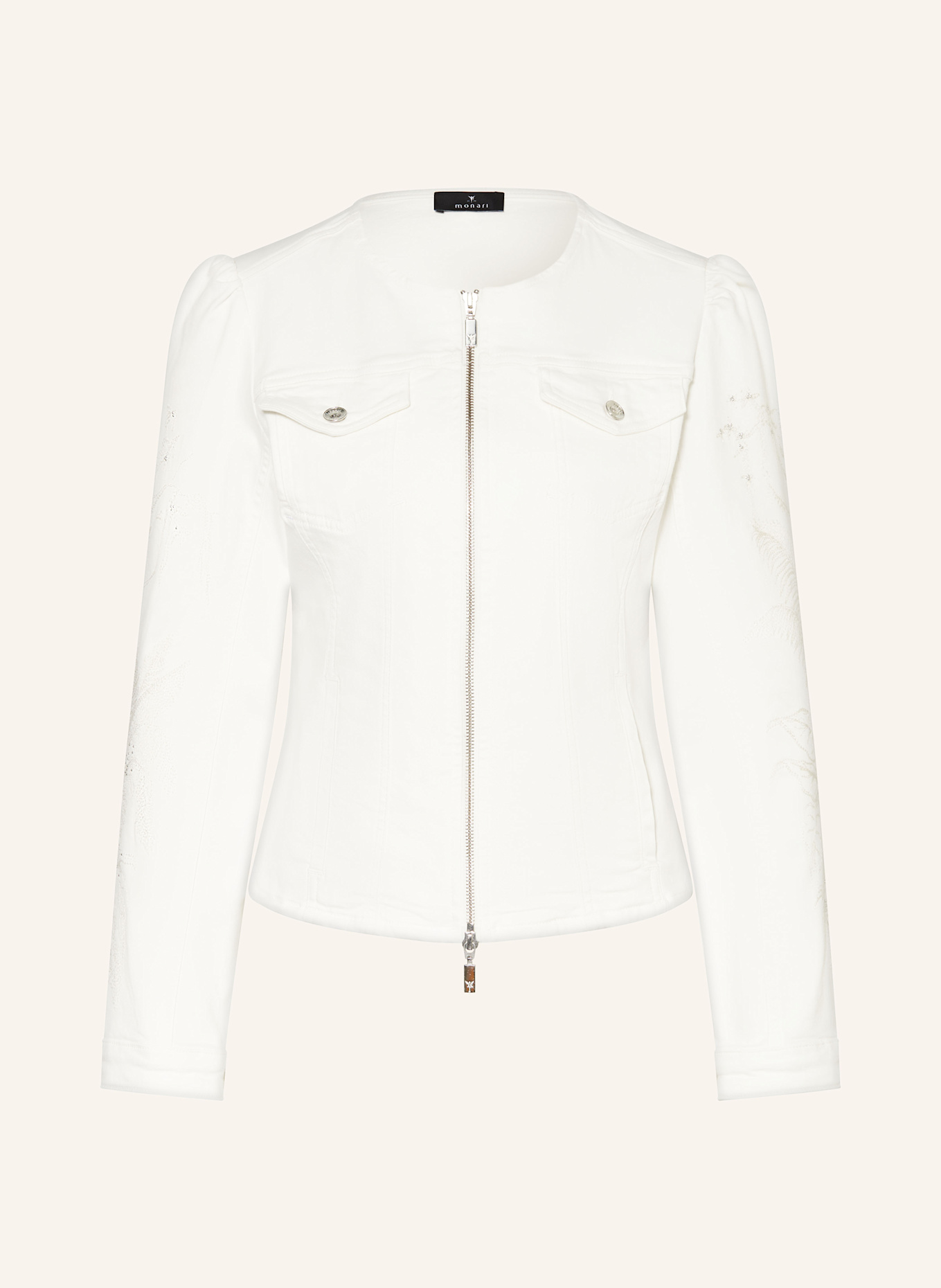 monari Jeansjacke mit Schmucksteinen: WEISS
