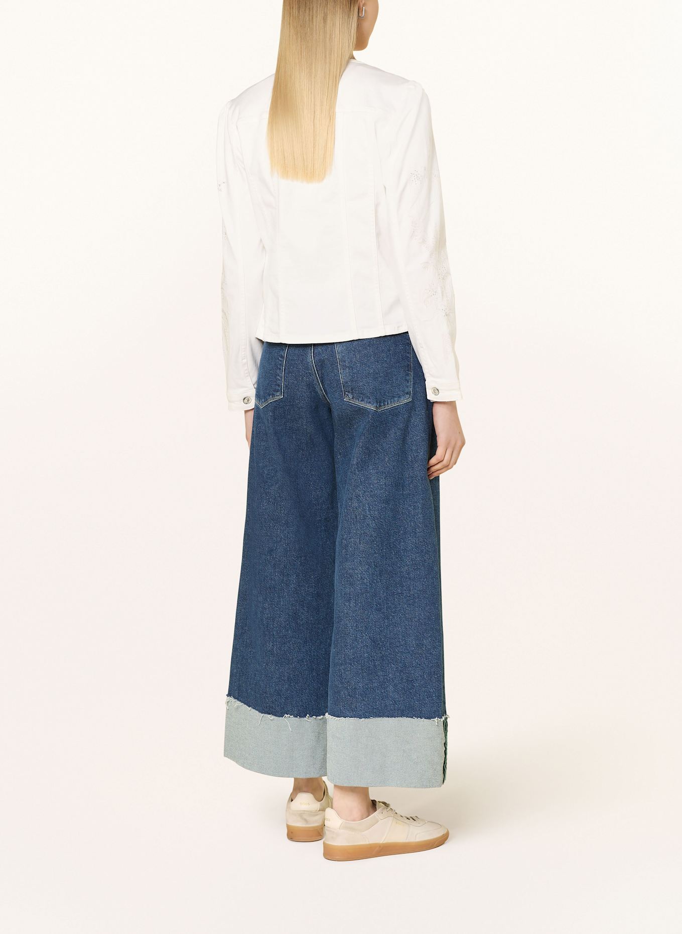 monari Jeansjacke mit Schmucksteinen: WEISS
