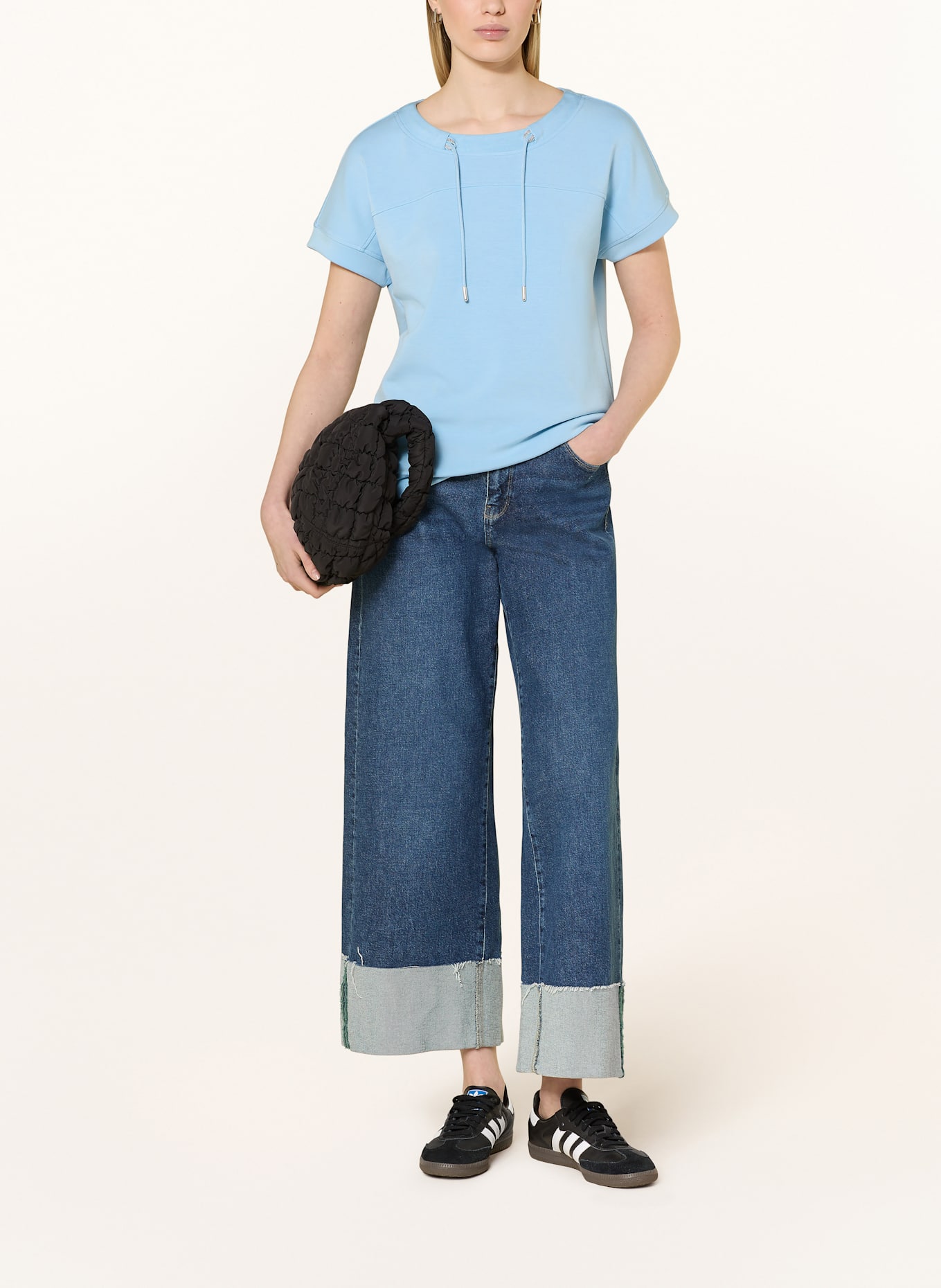 monari T-Shirt mit Schmuckperlen: HELLBLAU