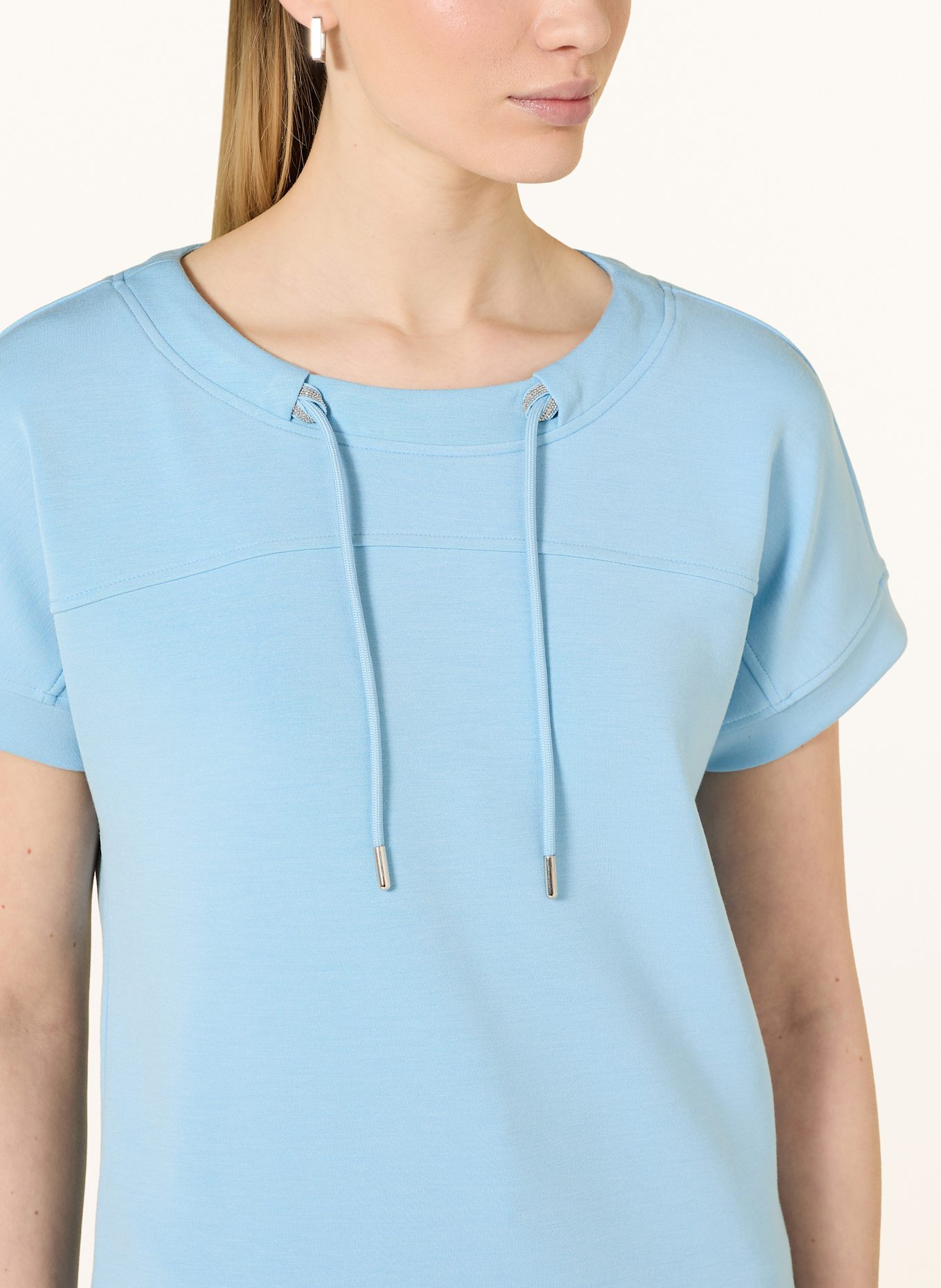 monari T-Shirt mit Schmuckperlen: HELLBLAU