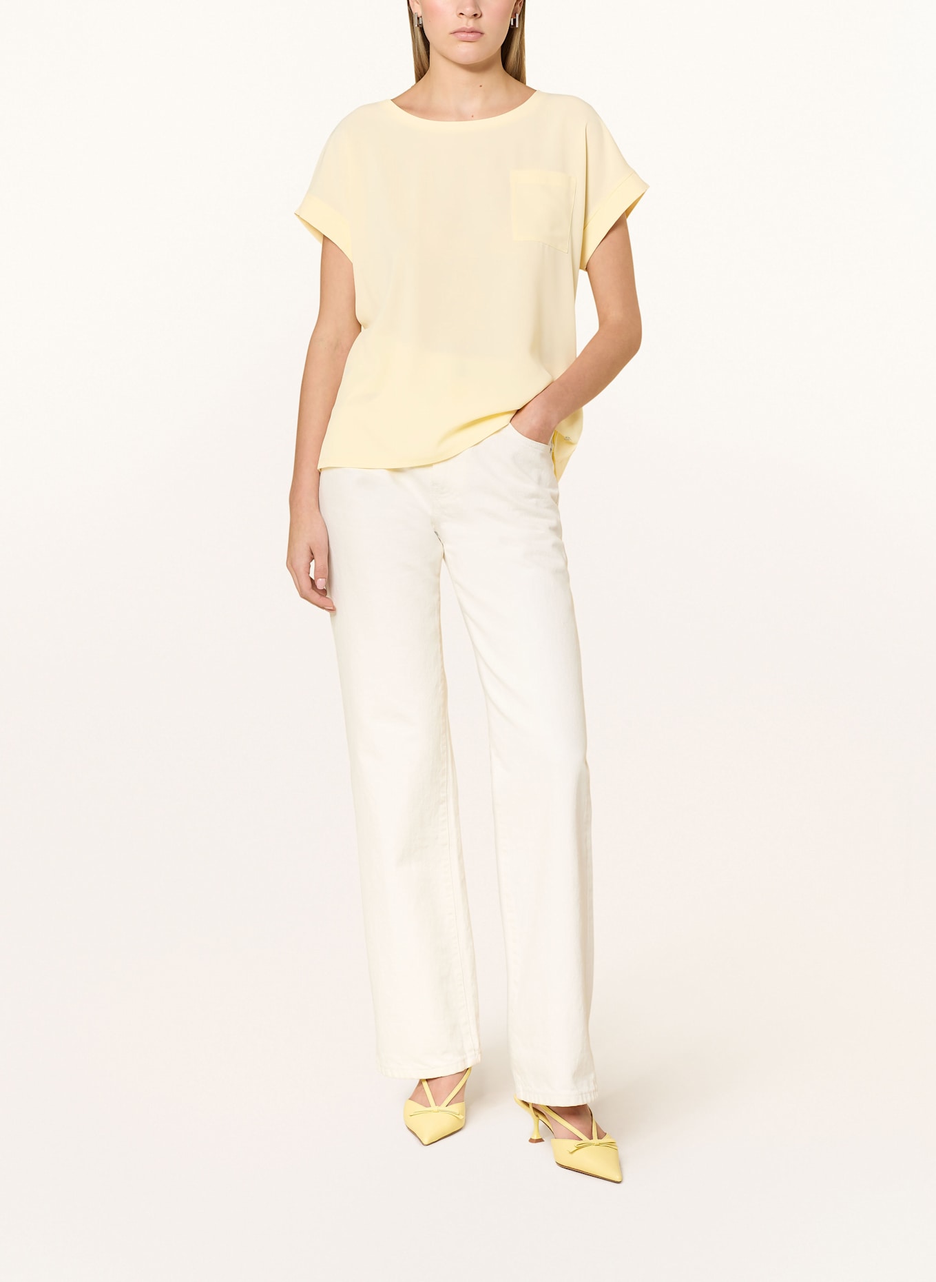 monari Blusenshirt mit Materialmix: HELLGELB