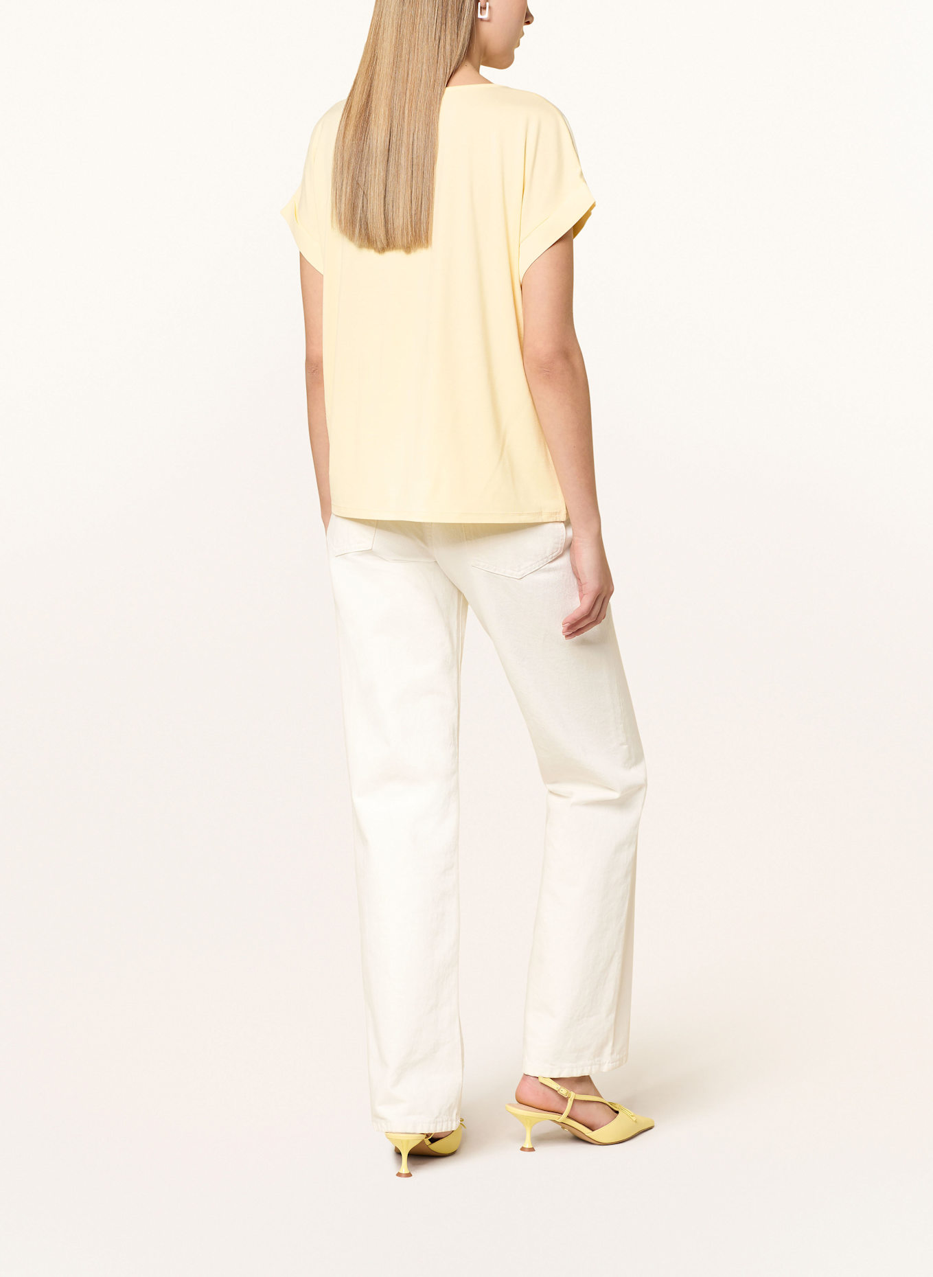 monari Blusenshirt mit Materialmix: HELLGELB