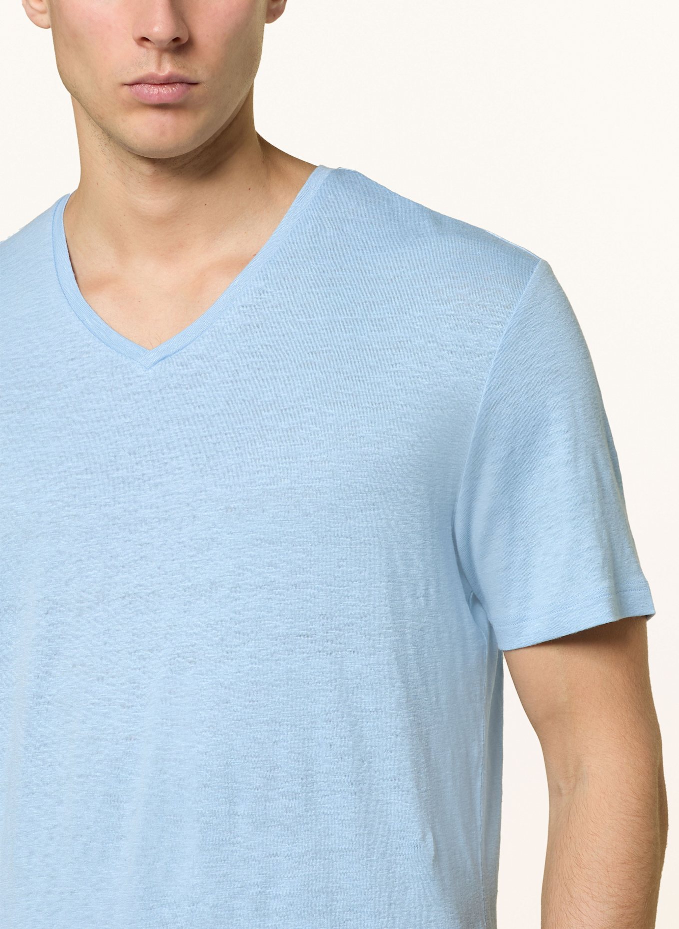 OLYMP T-Shirt aus Leinen: HELLBLAU