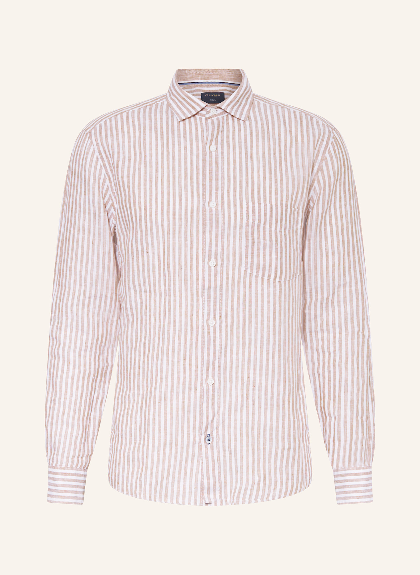 OLYMP Leinenhemd Casual regular fit: WEISS/ BEIGE