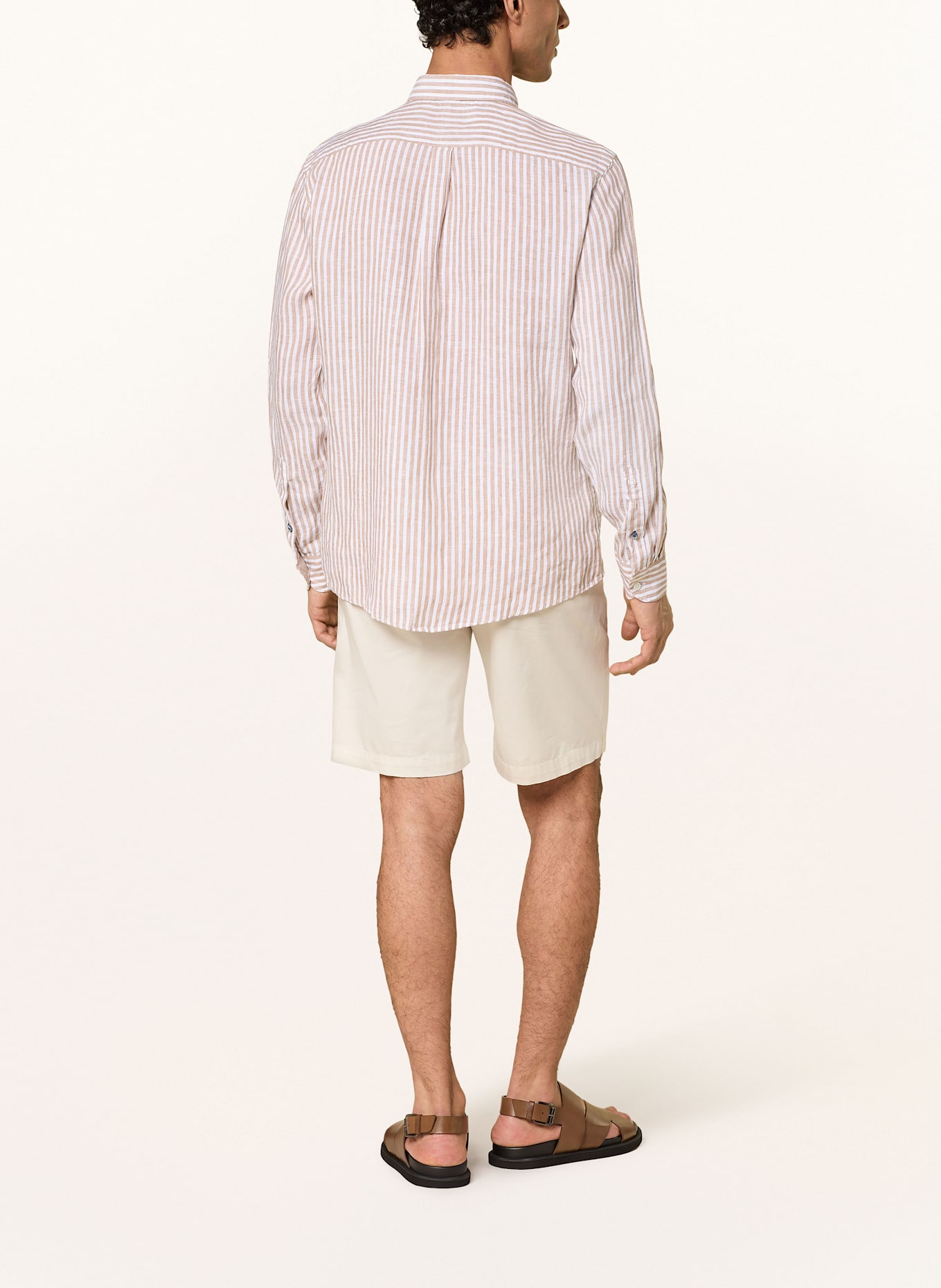 OLYMP Leinenhemd Casual regular fit: WEISS/ BEIGE