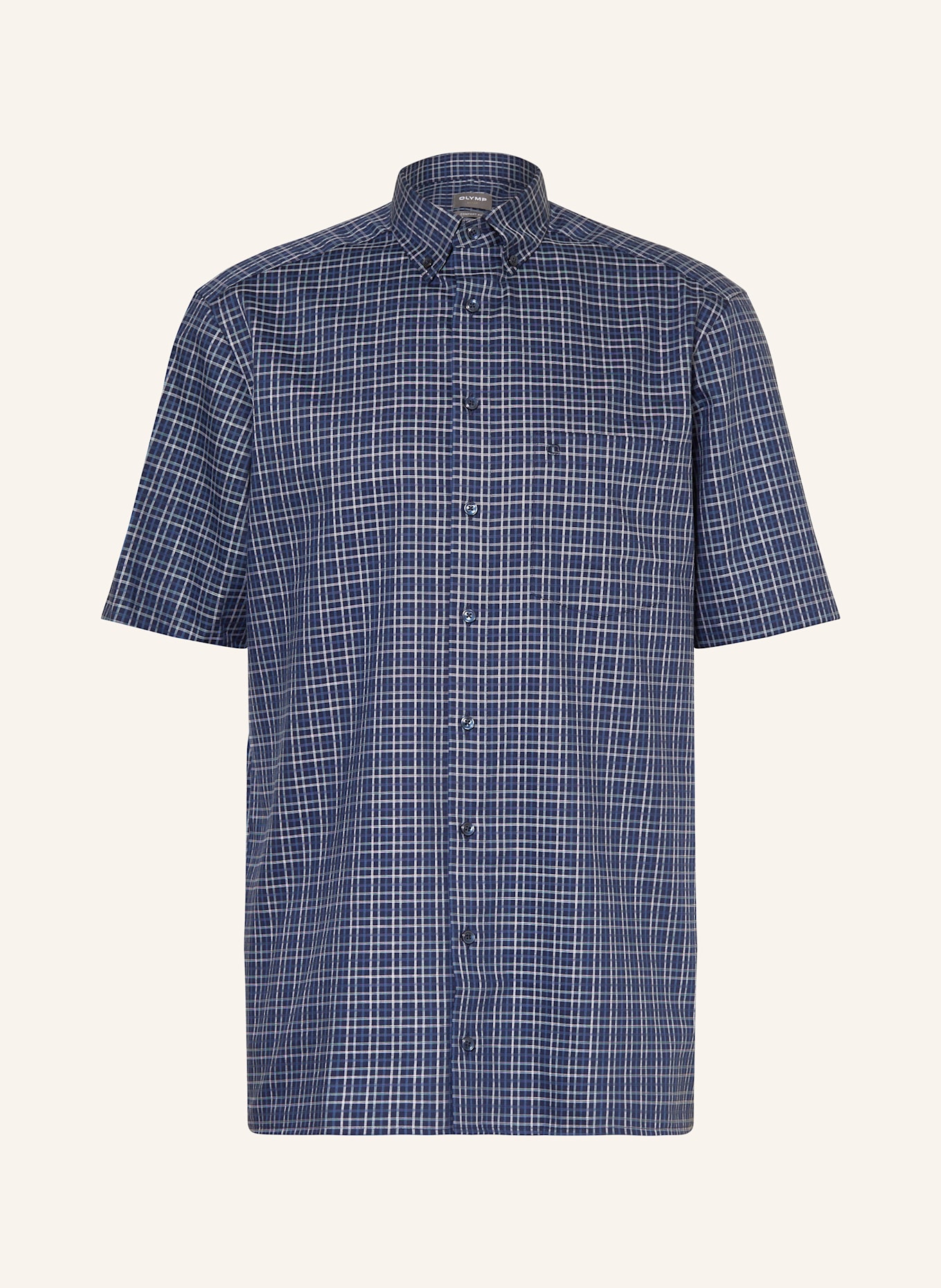 OLYMP Kurzarm-Hemd Luxor comfort fit: DUNKELBLAU / WEISS / BLAU