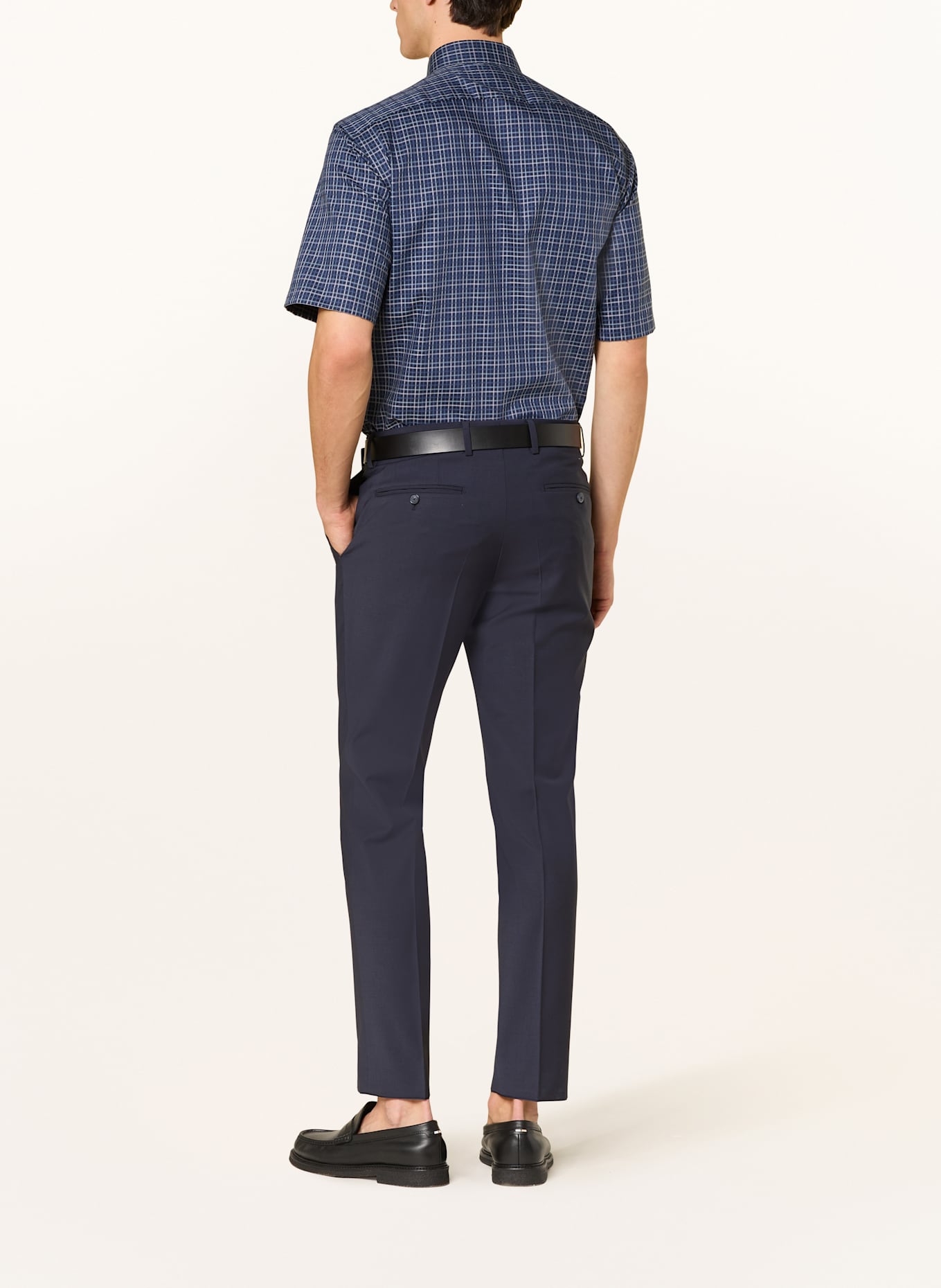 OLYMP Kurzarm-Hemd Luxor comfort fit: DUNKELBLAU / WEISS / BLAU