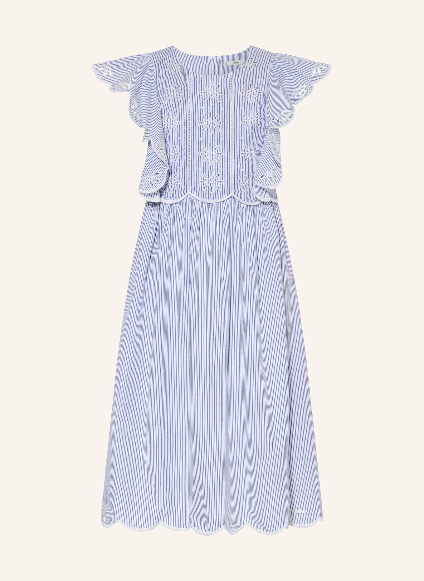 Chloé Kleid mit Spitze: WEISS/ BLAU