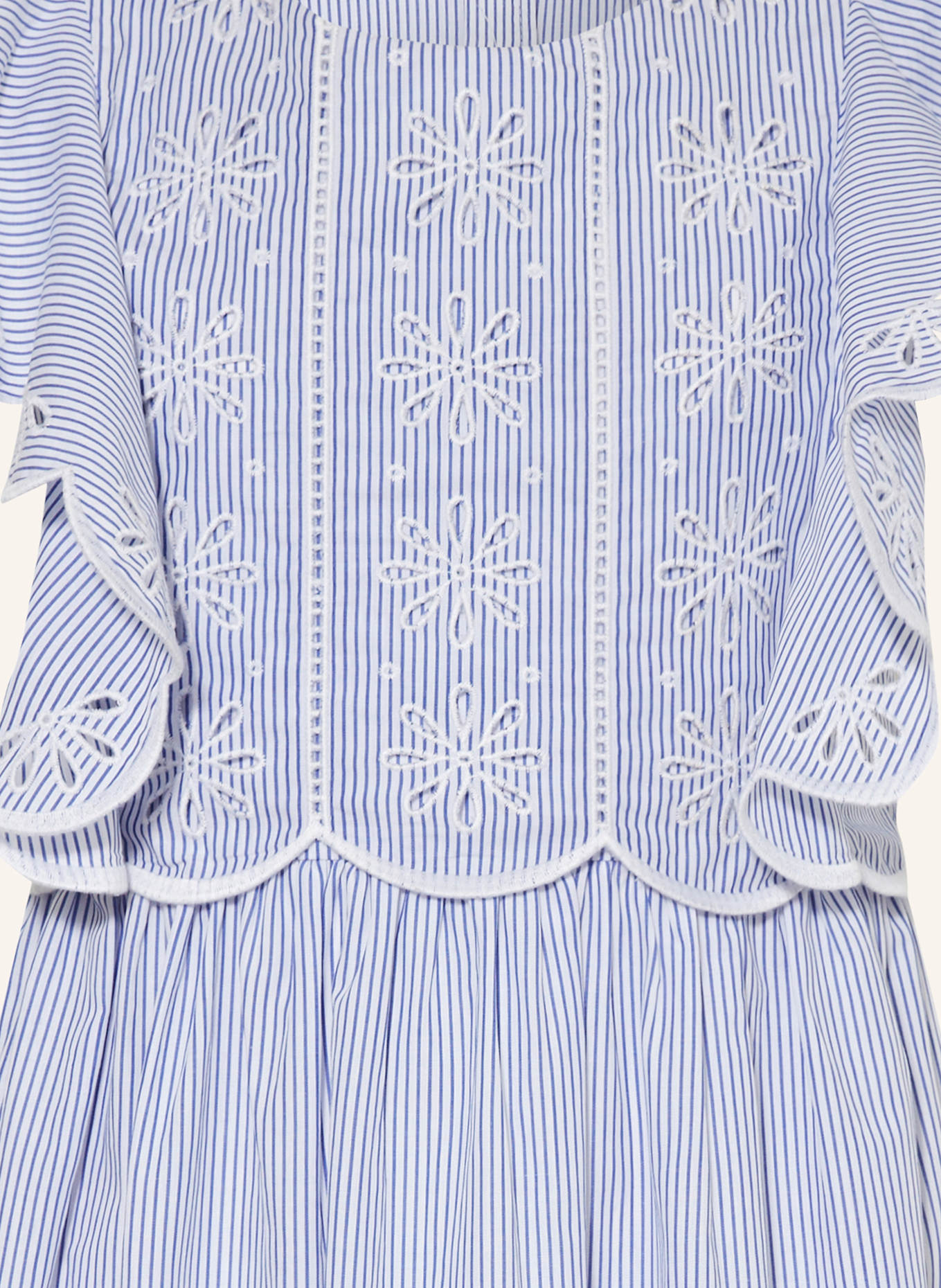 Chloé Kleid mit Spitze: WEISS/ BLAU