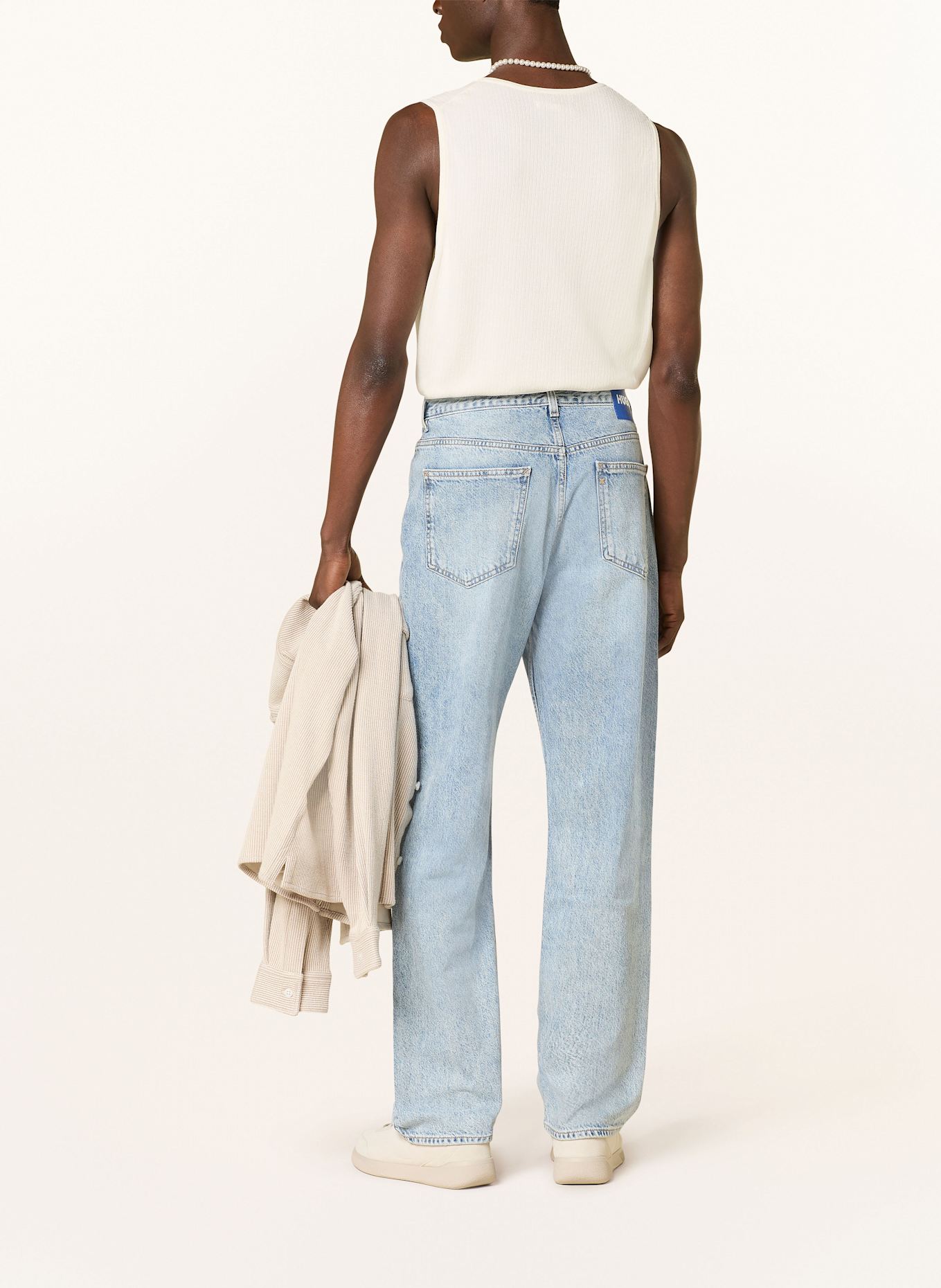 HUGO Jeansy w stylu destroyed NATE baggy fit: 446 TURQUOISE/AQUA