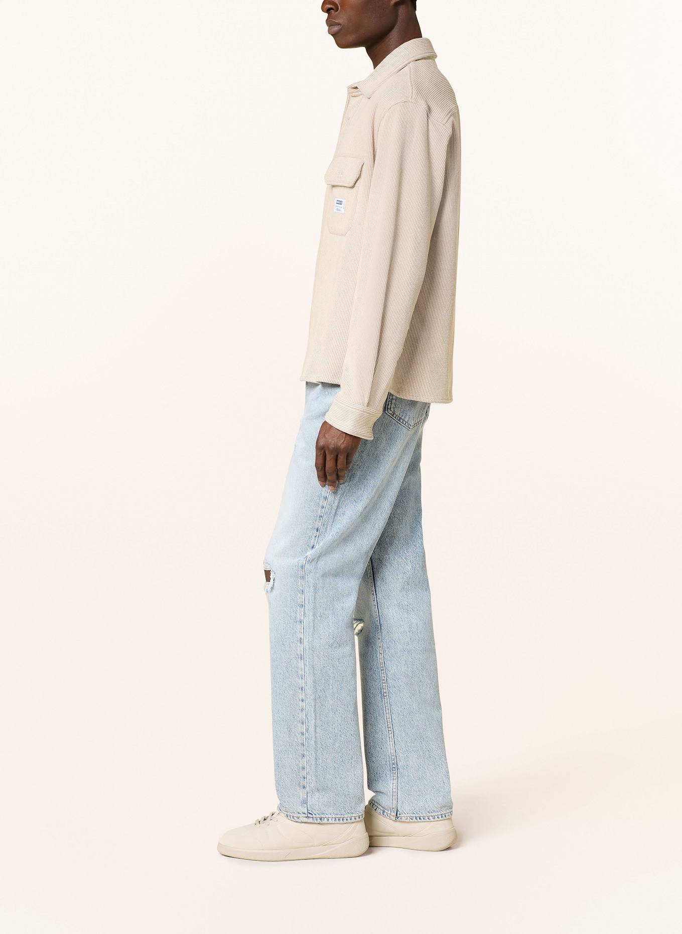 HUGO Jeansy w stylu destroyed NATE baggy fit: 446 TURQUOISE/AQUA