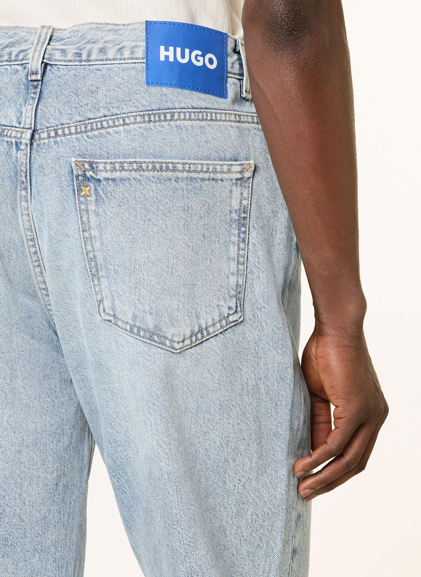 HUGO Jeansy w stylu destroyed NATE baggy fit: 446 TURQUOISE/AQUA