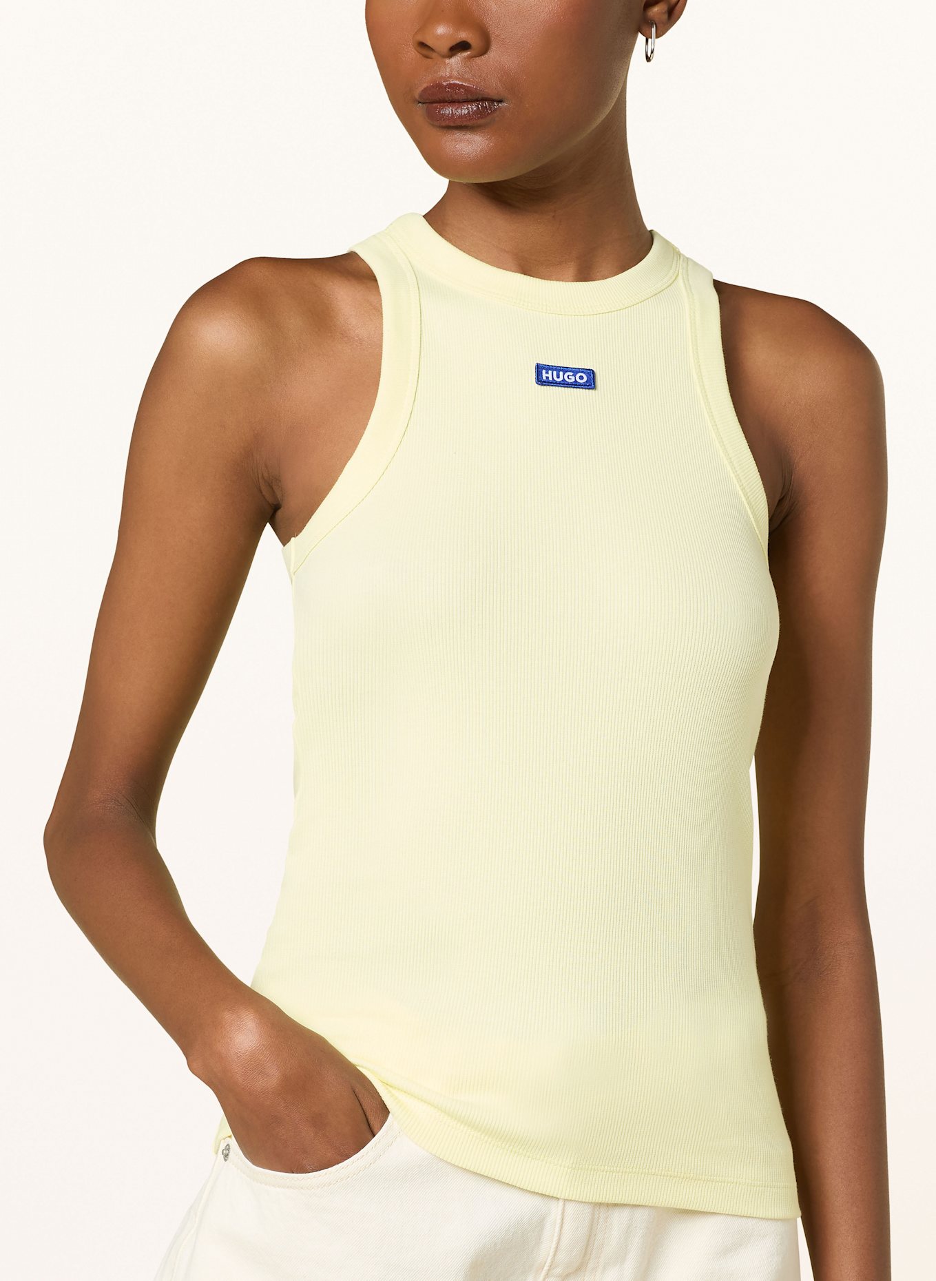 HUGO Top EASY TANK: LIGHT YELLOW