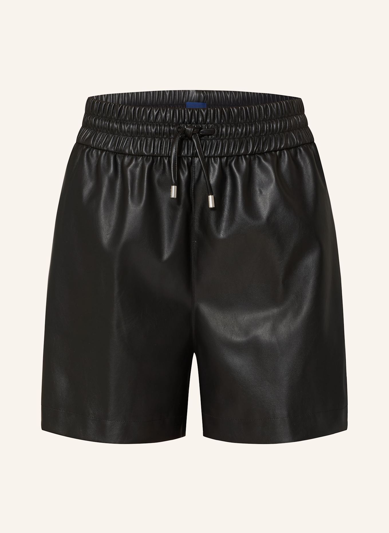 HUGO BLUE Shorts HENUKA in Lederoptik: SCHWARZ
