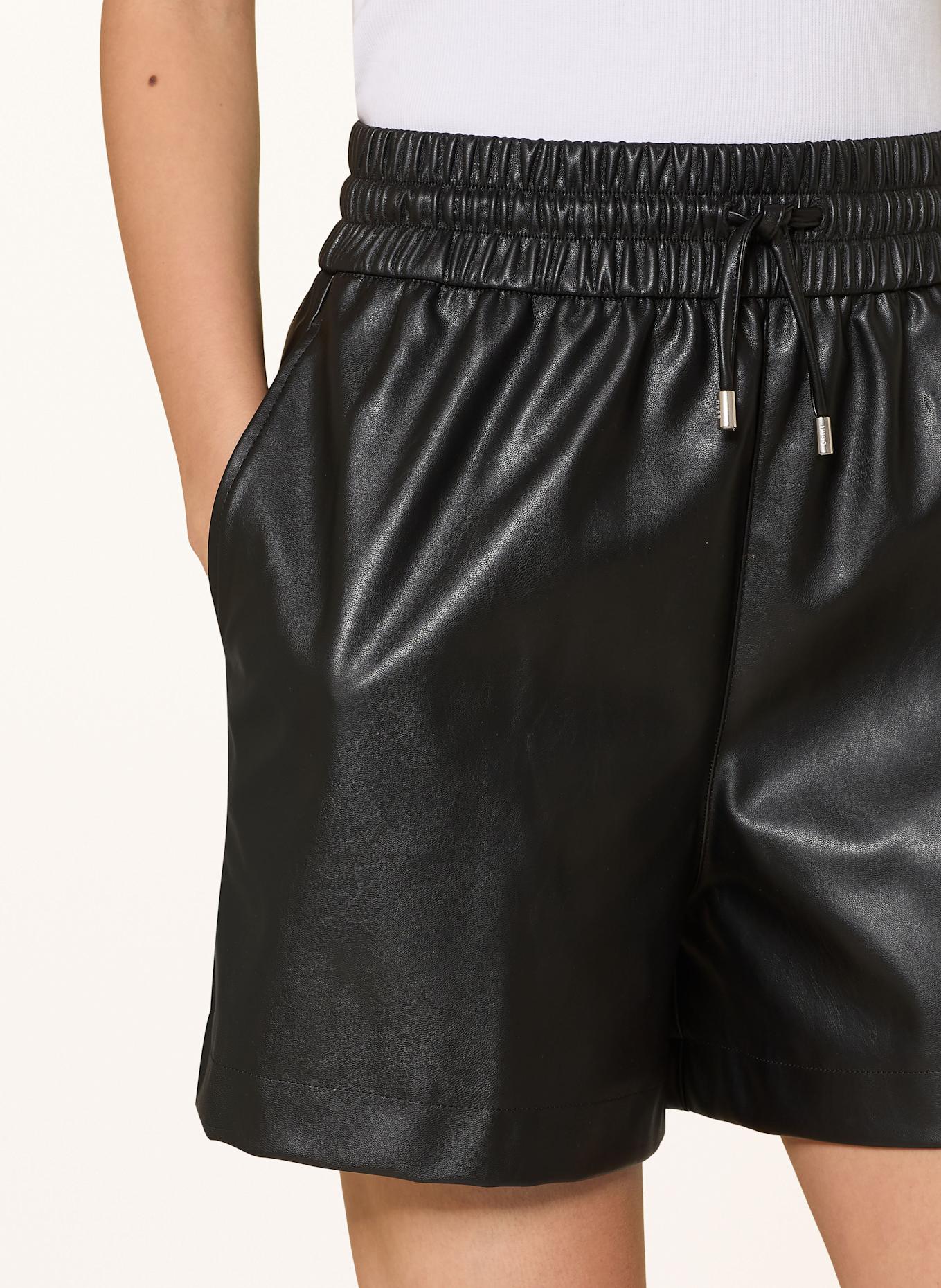 HUGO BLUE Shorts HENUKA in Lederoptik: SCHWARZ