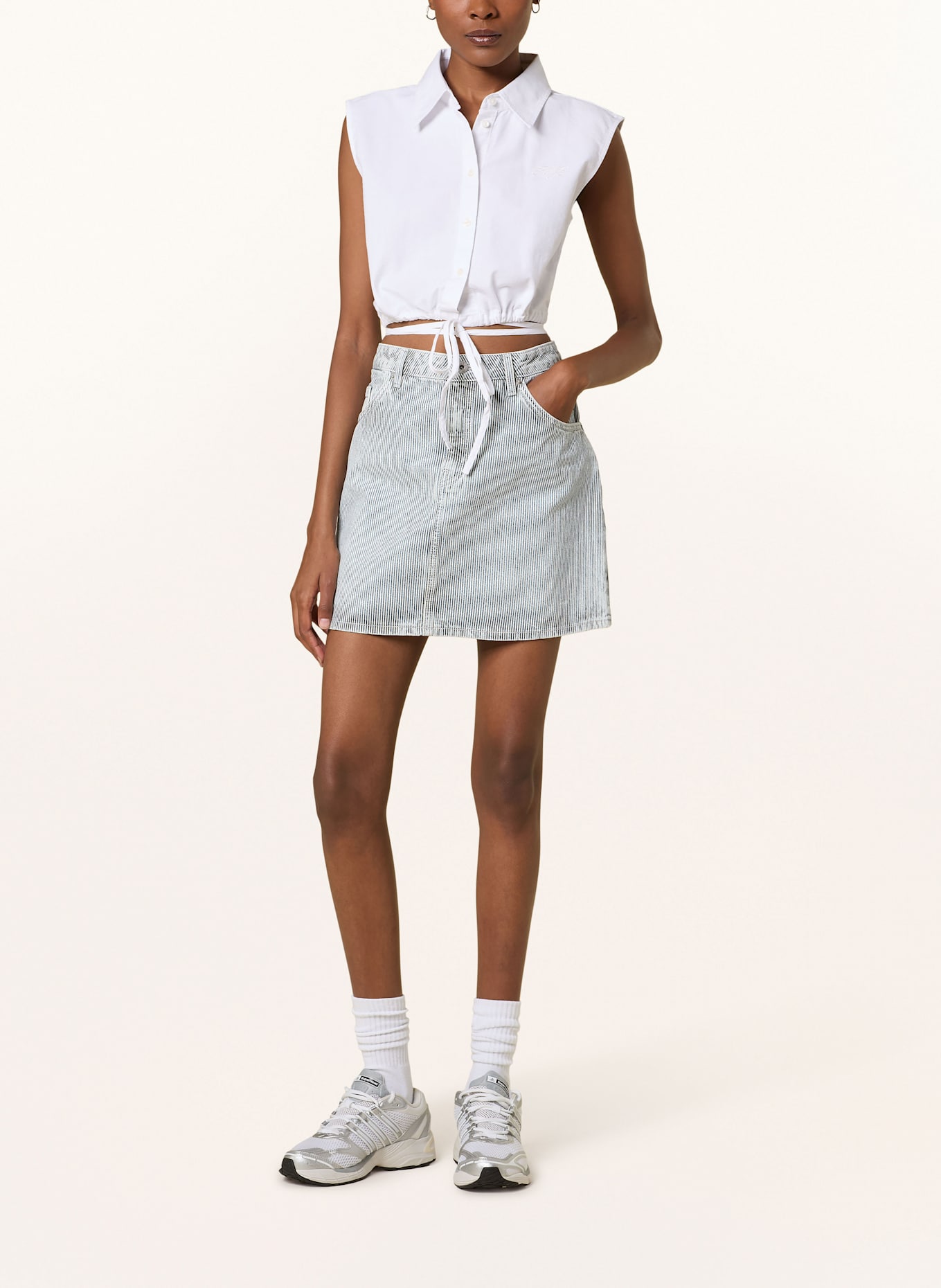 HUGO Cropped-Blusentop EJOY: WEISS