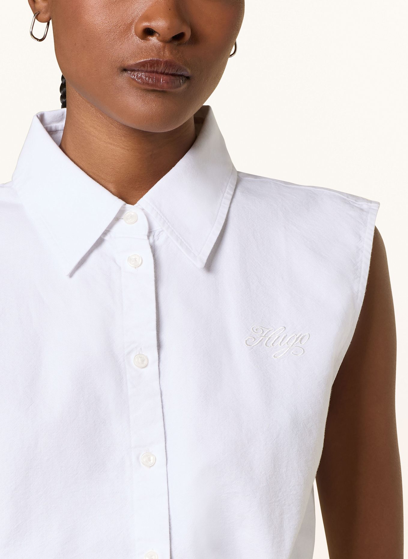 HUGO Cropped-Blusentop EJOY: WEISS