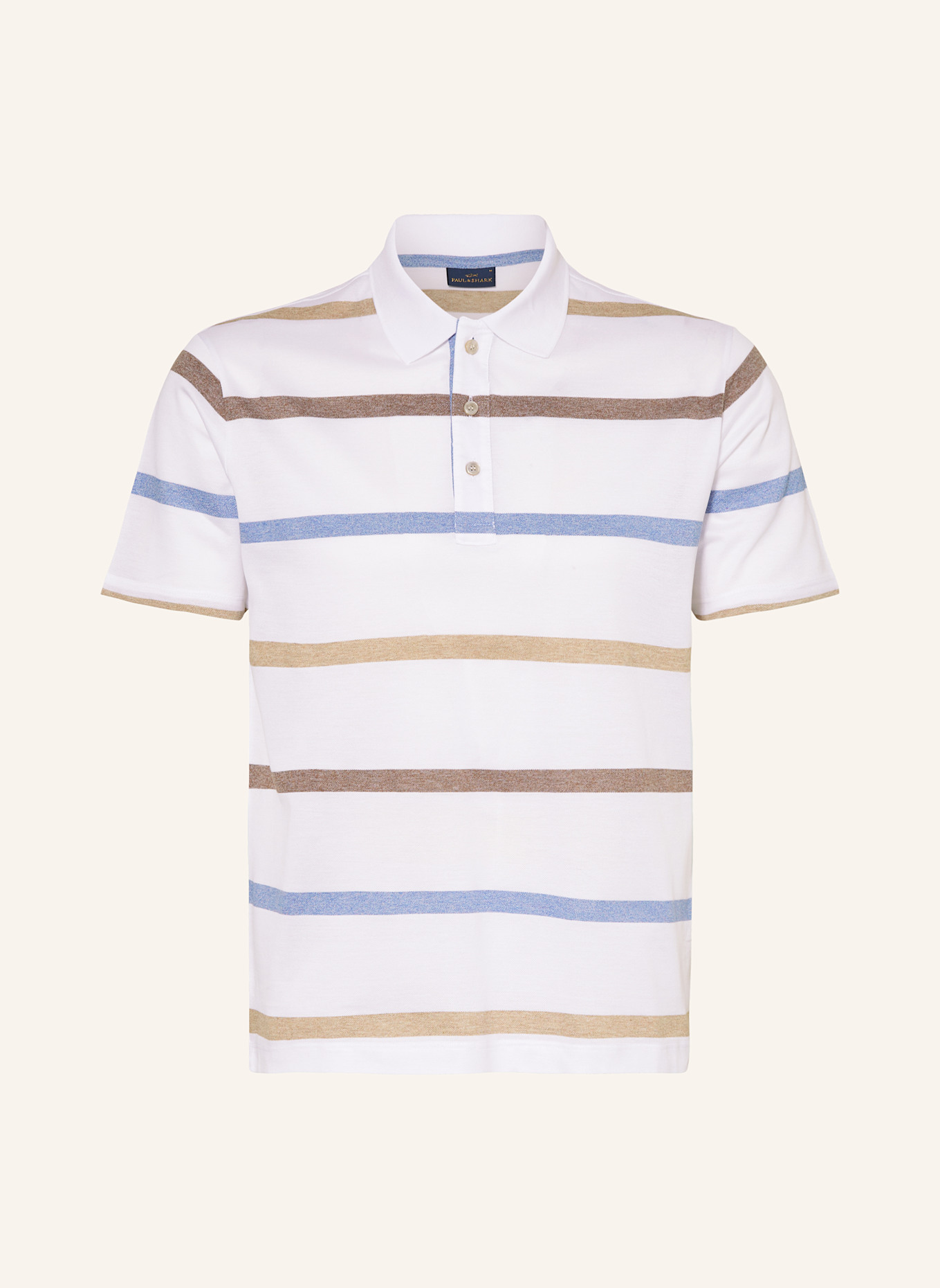 PAUL & SHARK Piqué-Poloshirt: WEISS / BLAU / BRAUN