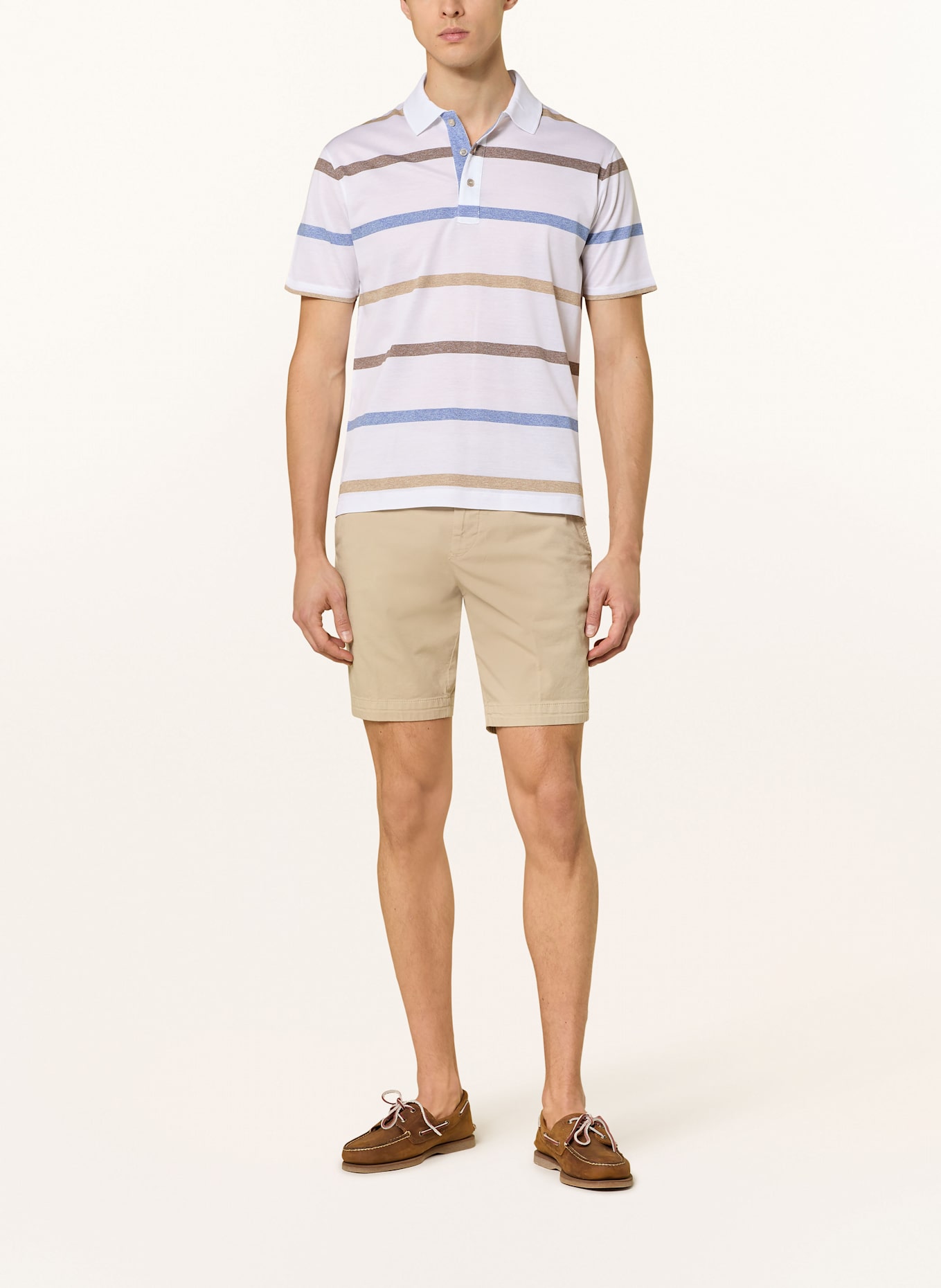 PAUL & SHARK Piqué-Poloshirt: WEISS / BLAU / BRAUN