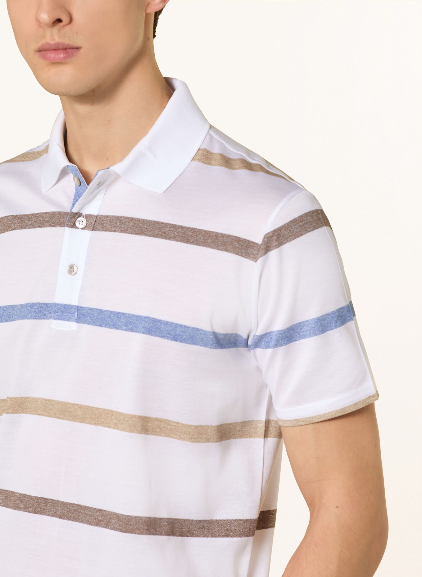 PAUL & SHARK Piqué-Poloshirt: WEISS / BLAU / BRAUN