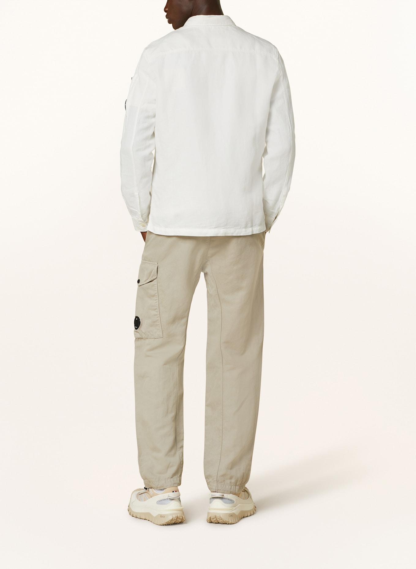 C.P. COMPANY Bojówki loose fit z lnem: KHAKI