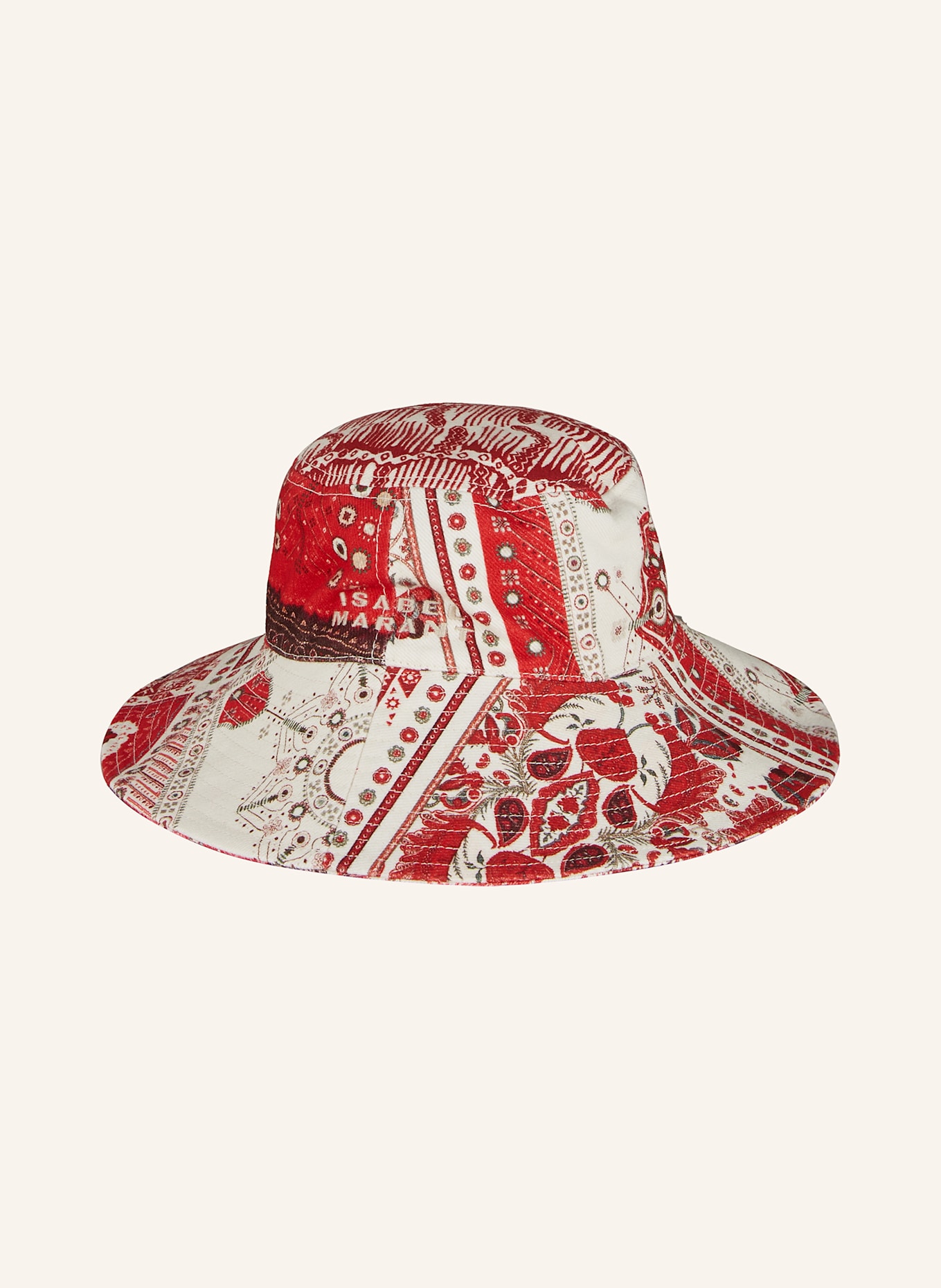 ISABEL MARANT Bucket-Hat DELYA: ROT/ ECRU/ HELLGRÜN