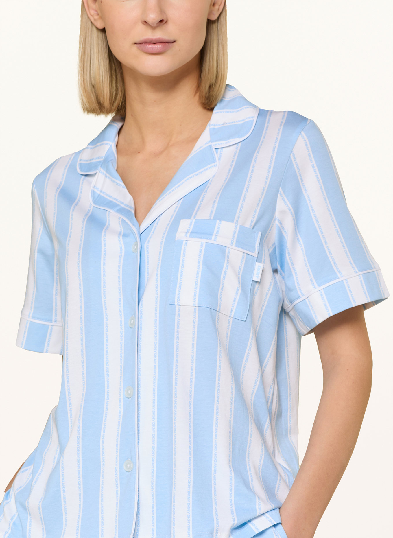 DKNY Pyžamo se šortkami BRIGHTEN YOUR DAY: TMAVĚ MODRÁ/ BÍLÁ