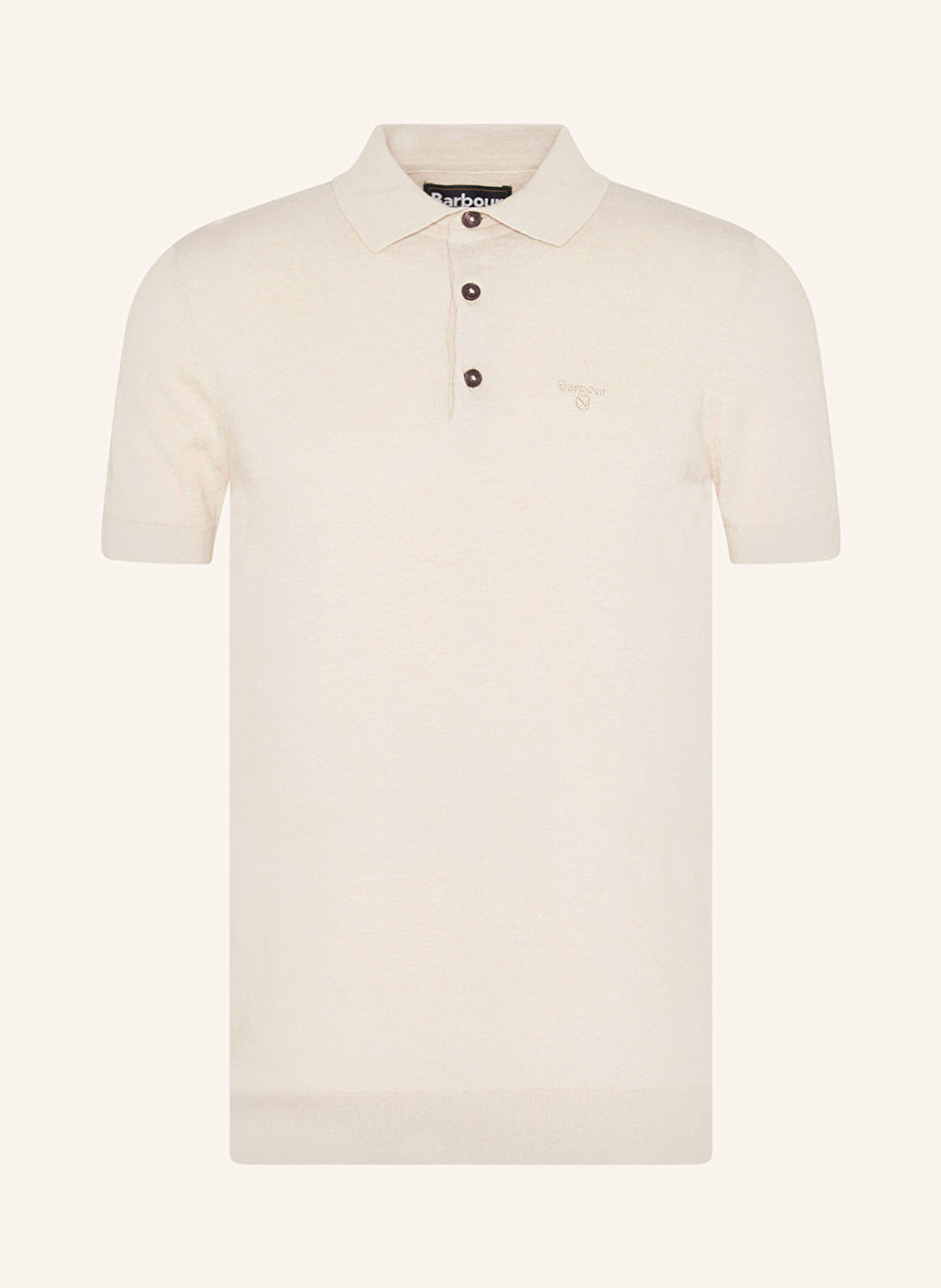 Barbour Strick-Poloshirt mit Leinen, Farbe: CREME (Bild 1)