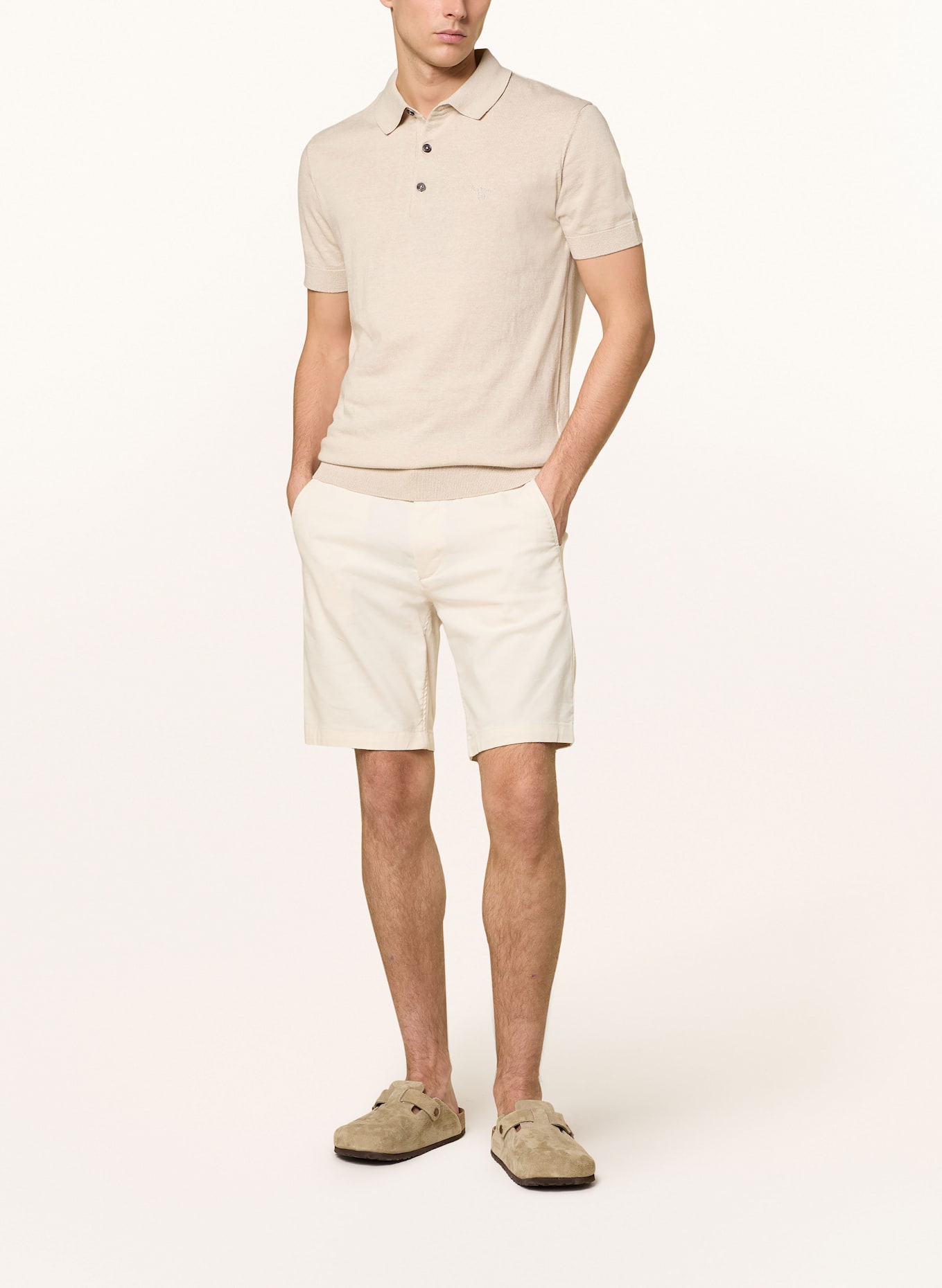 Barbour Strick-Poloshirt mit Leinen, Farbe: CREME (Bild 2)