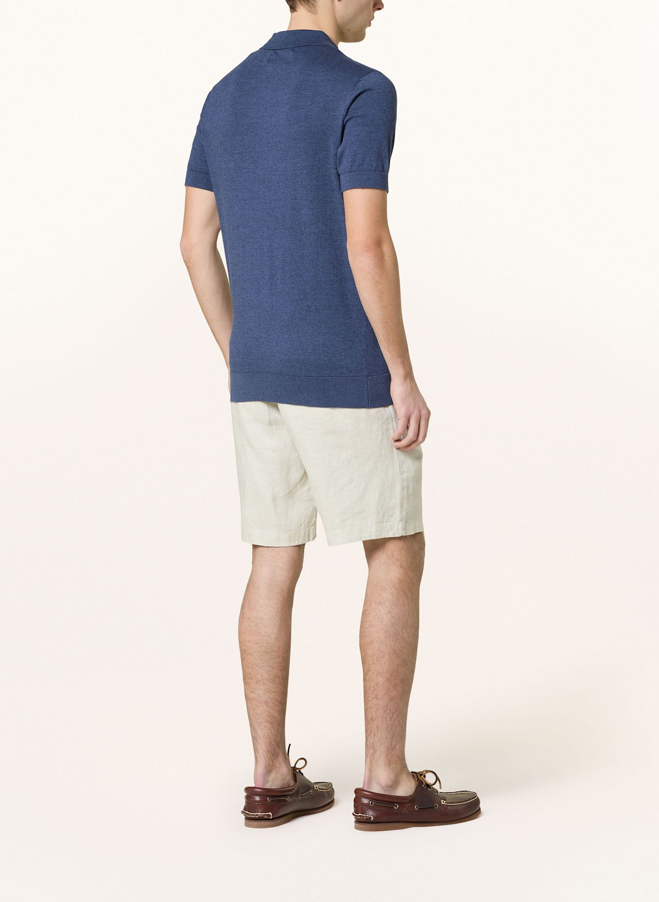 Barbour Strick-Poloshirt BOSTON mit Leinen: DUNKELBLAU