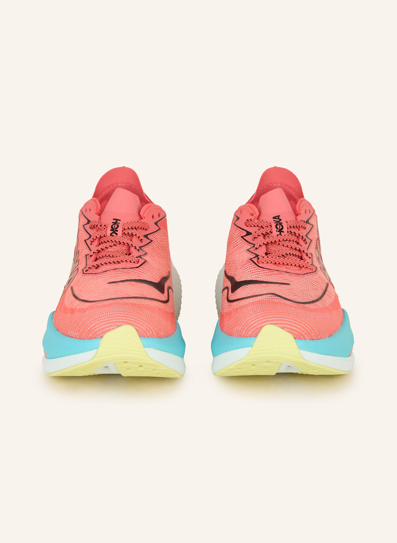HOKA Laufschuhe MACH X2: HELLROT / TÜRKIS