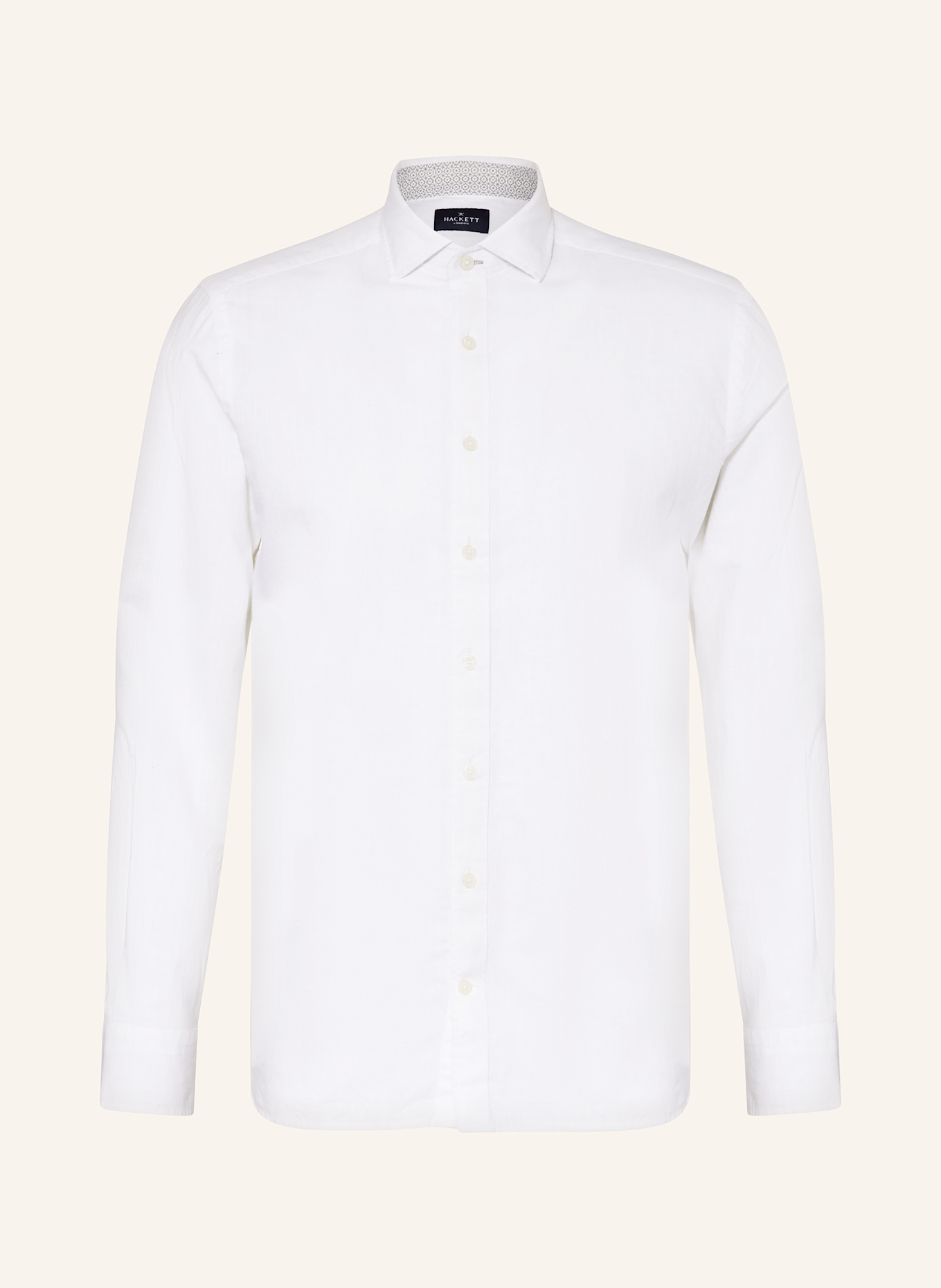 HACKETT LONDON Hemd Tailored Fit mit Leinen: CREME