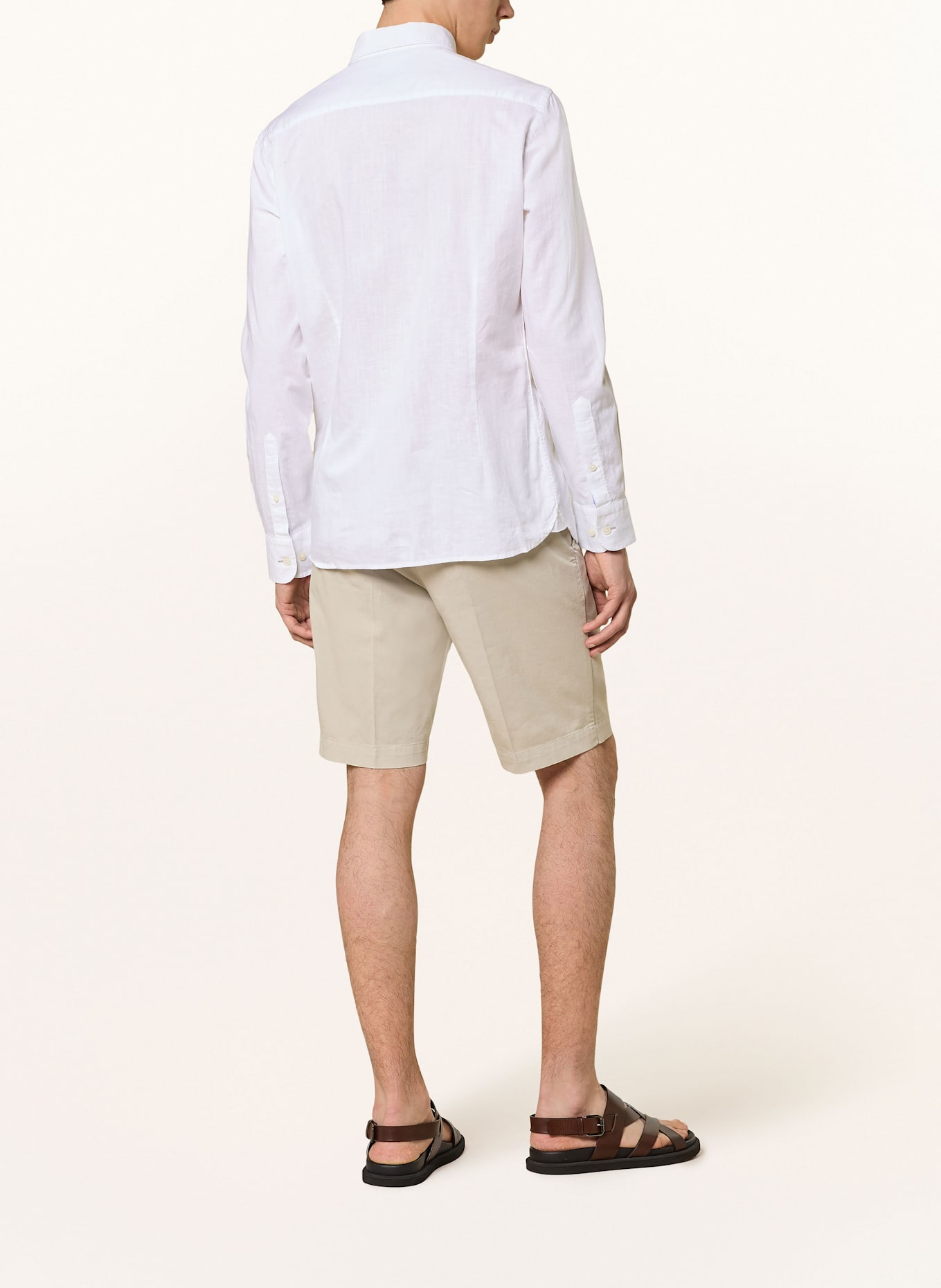 HACKETT LONDON Hemd Tailored Fit mit Leinen: CREME