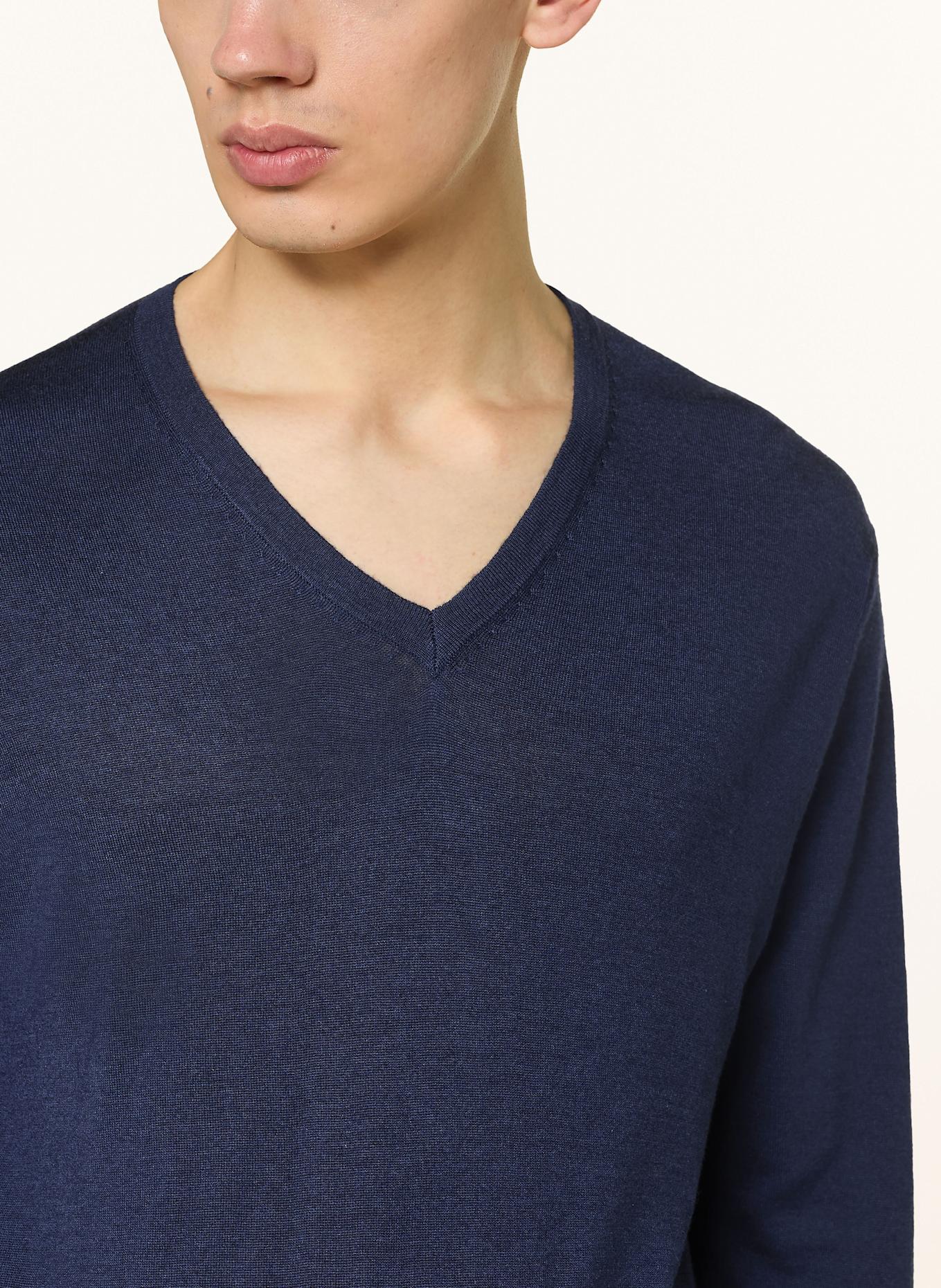 HACKETT LONDON Pullover mit Seide: DUNKELBLAU