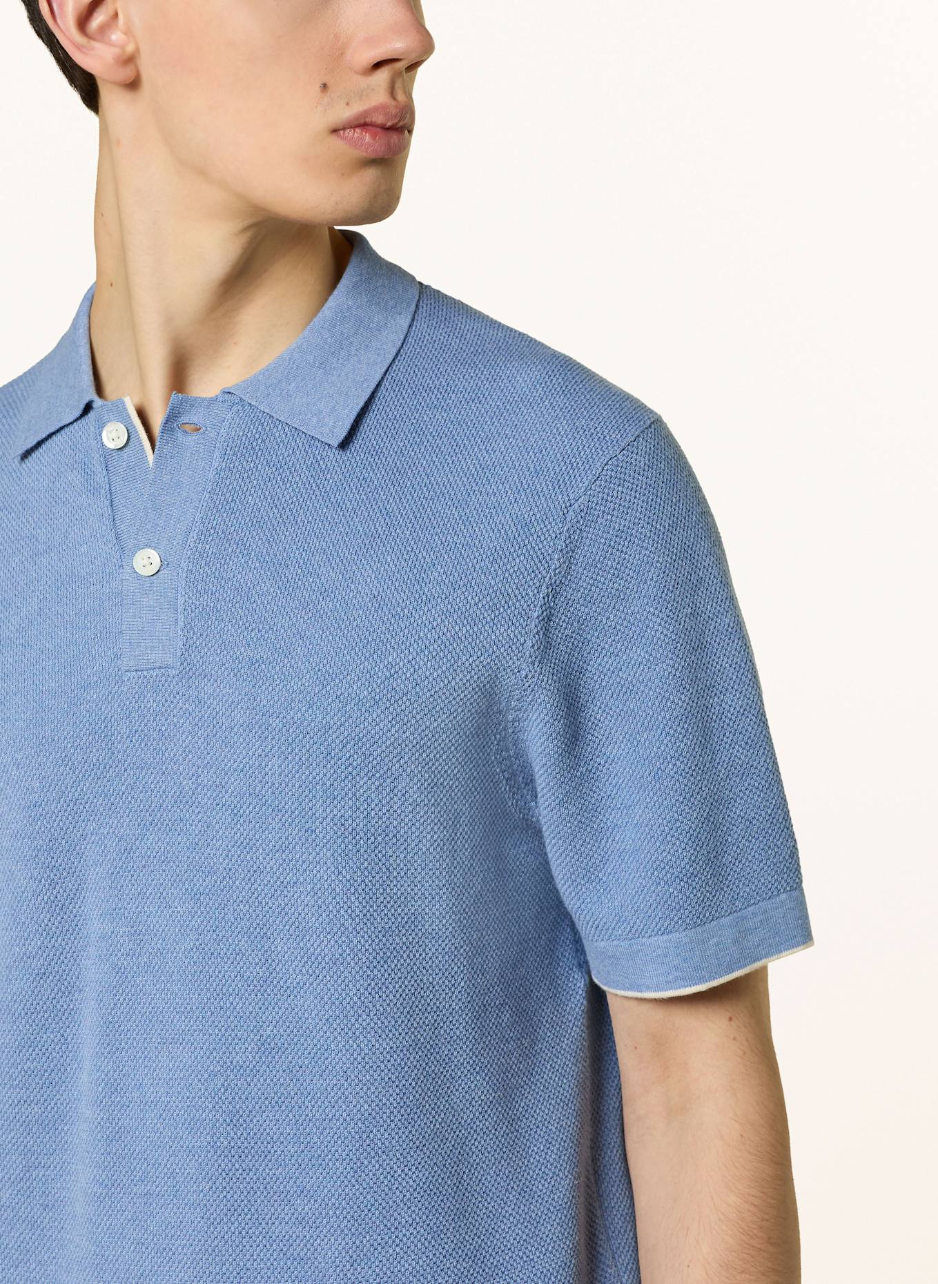 HACKETT LONDON Strick-Poloshirt: BLAU