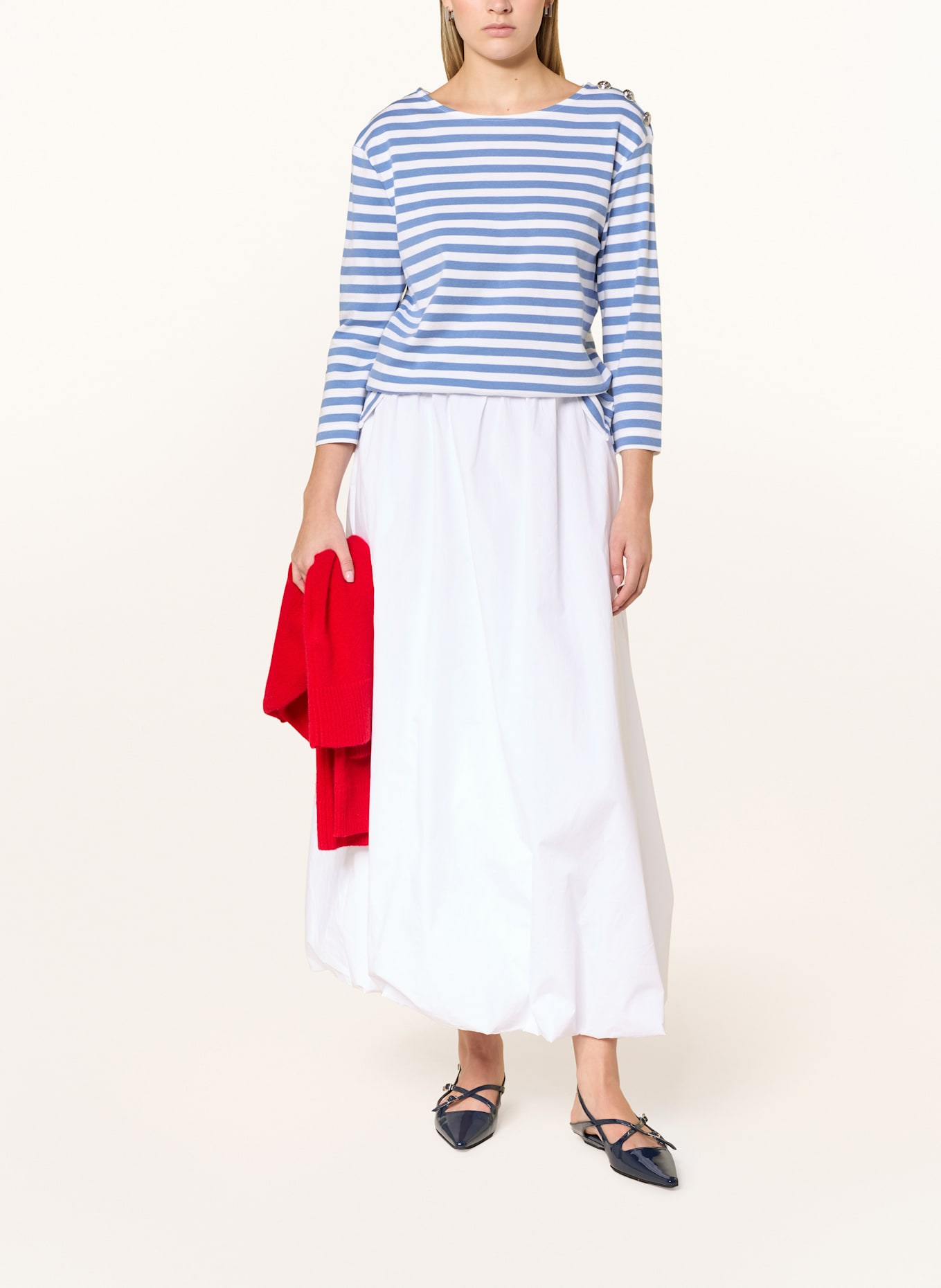 oui Longsleeve SUNALA: BLAU / WEISS