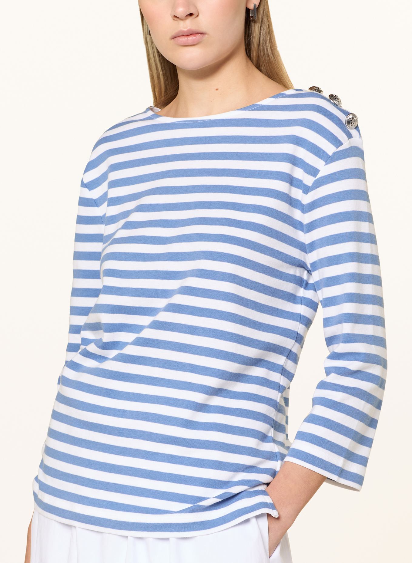 oui Longsleeve SUNALA: BLAU / WEISS