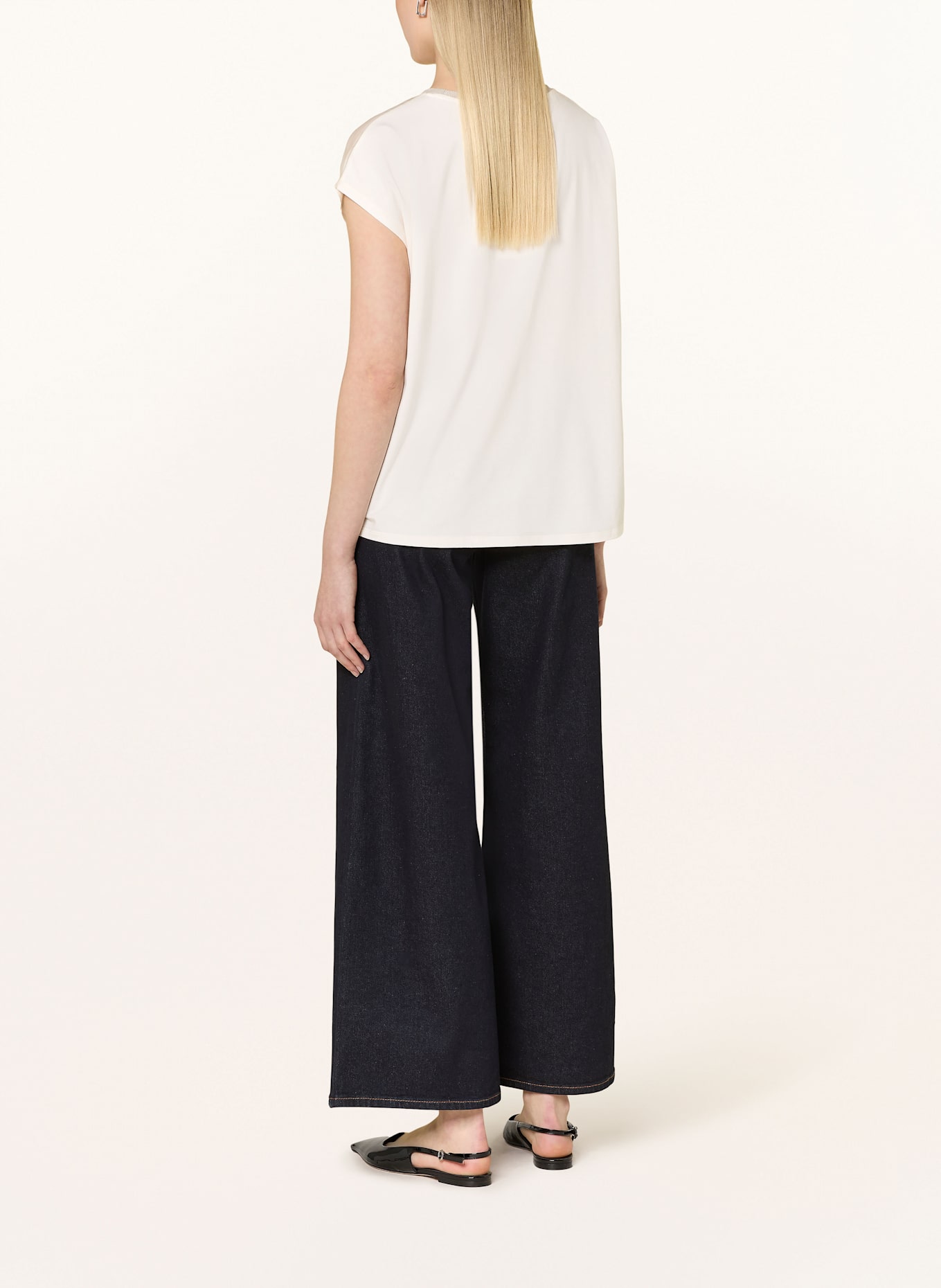 oui Blusenshirt im Materialmix: CREME