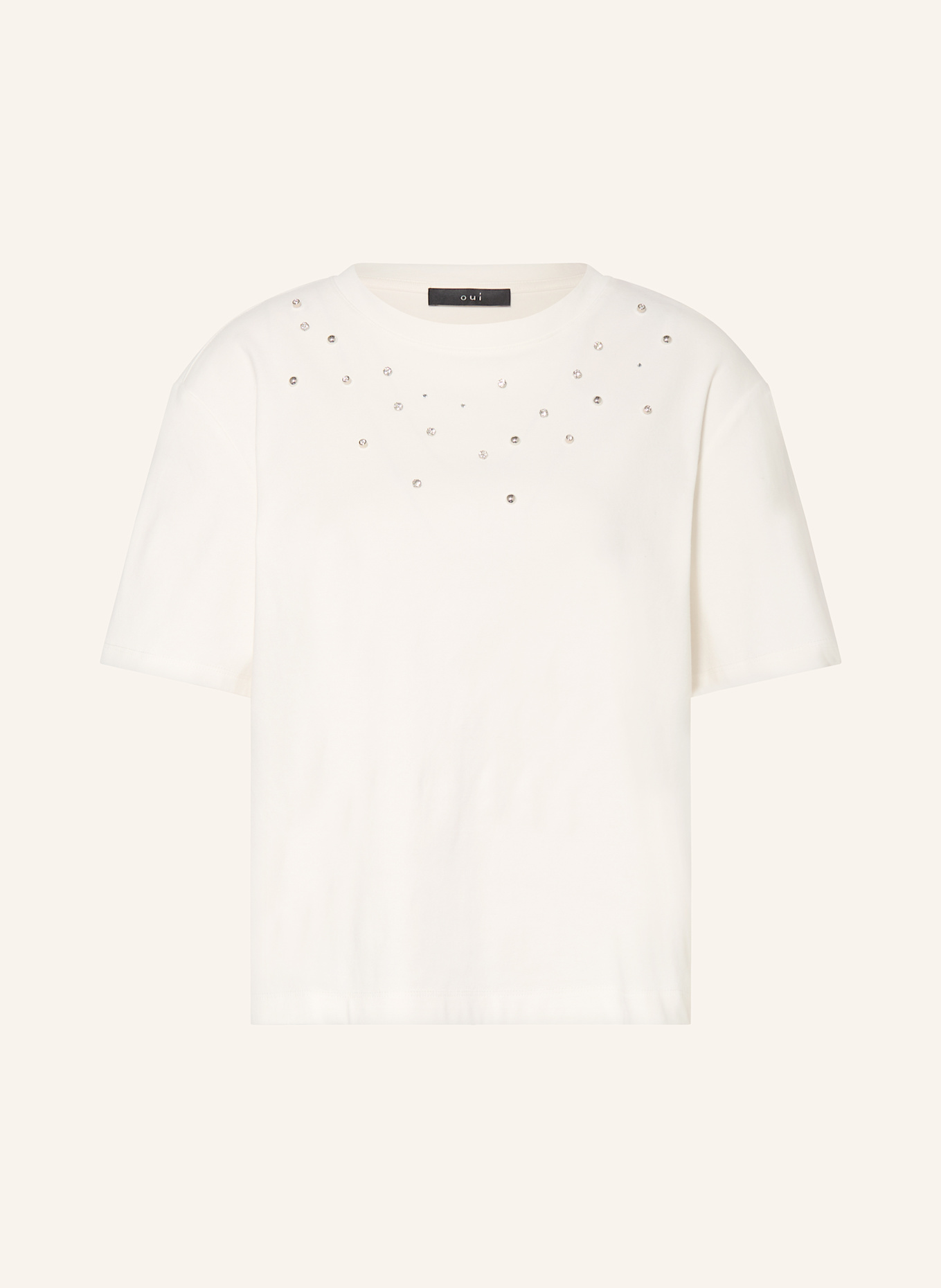 oui T-Shirt mit Schmucksteinen: WEISS