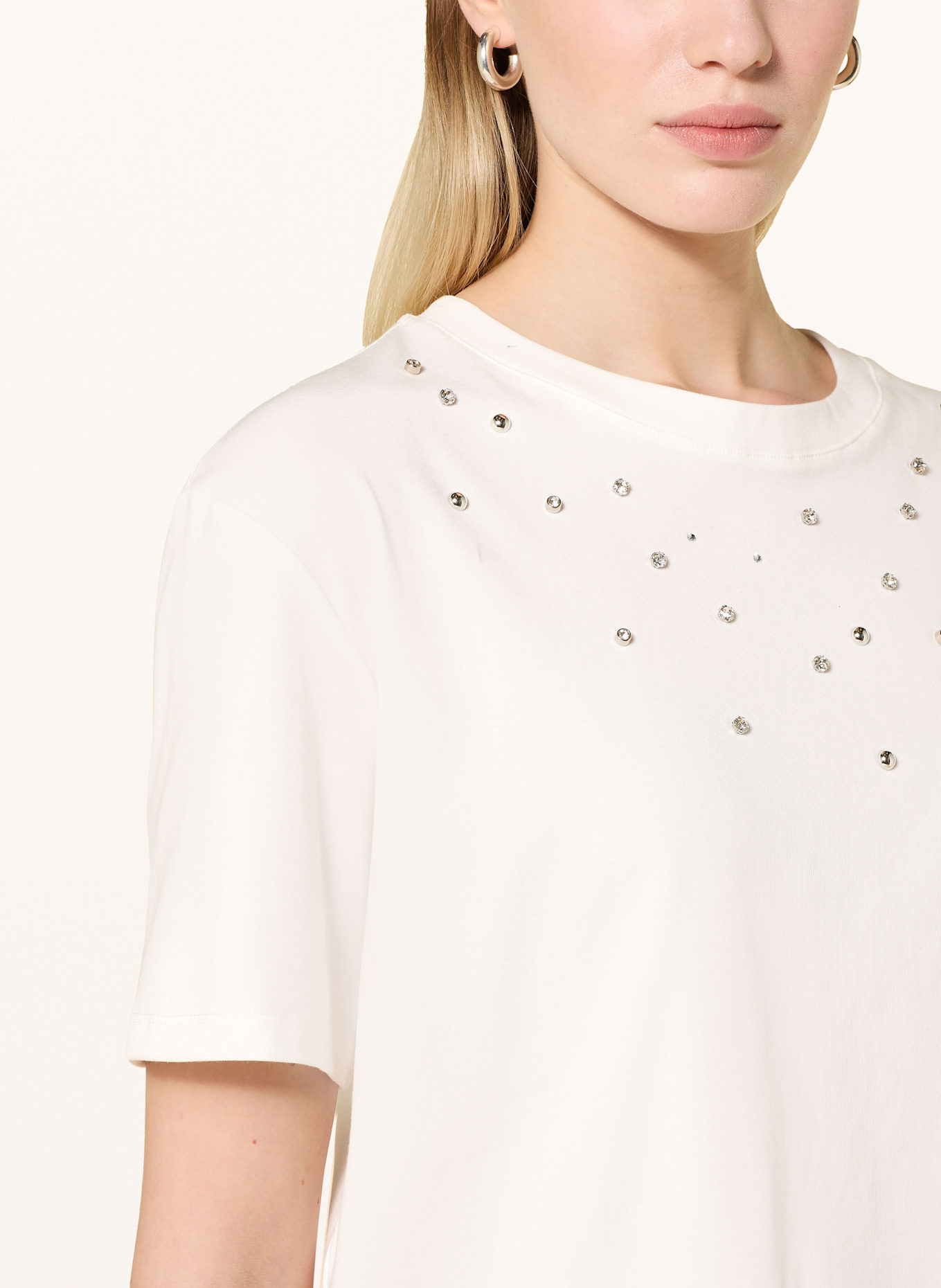 oui T-Shirt mit Schmucksteinen: WEISS