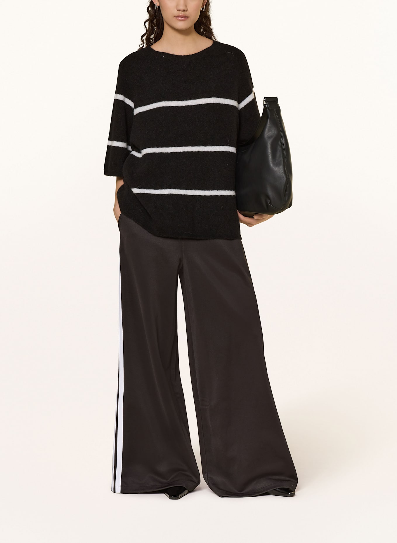 black palms Strickshirt FILINE mit Alpaka: SCHWARZ / WEISS