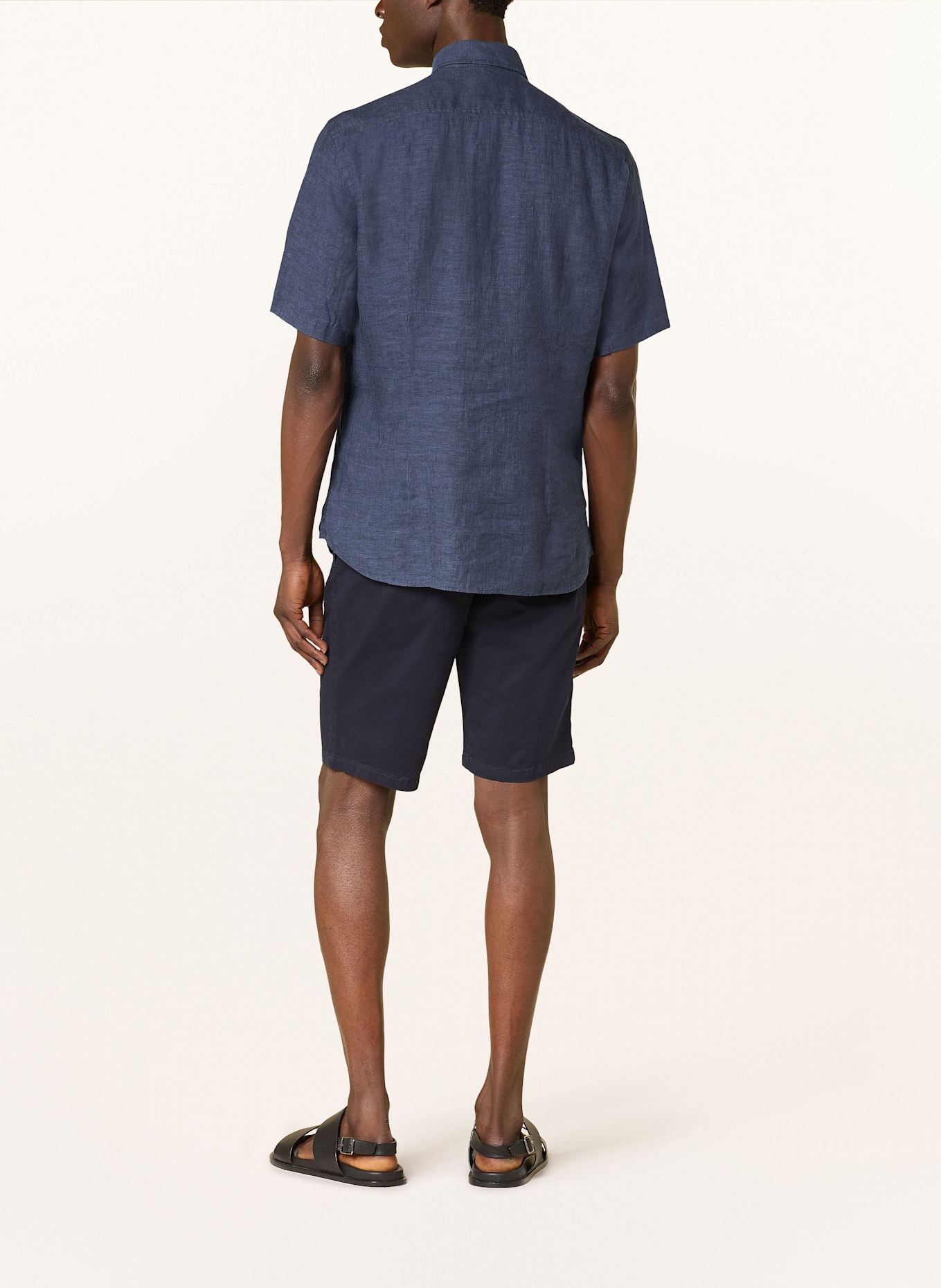 BOGNER Lněná košile s krátkým rukávem LYKOS Regular Fit: TMAVĚ MODRÁ