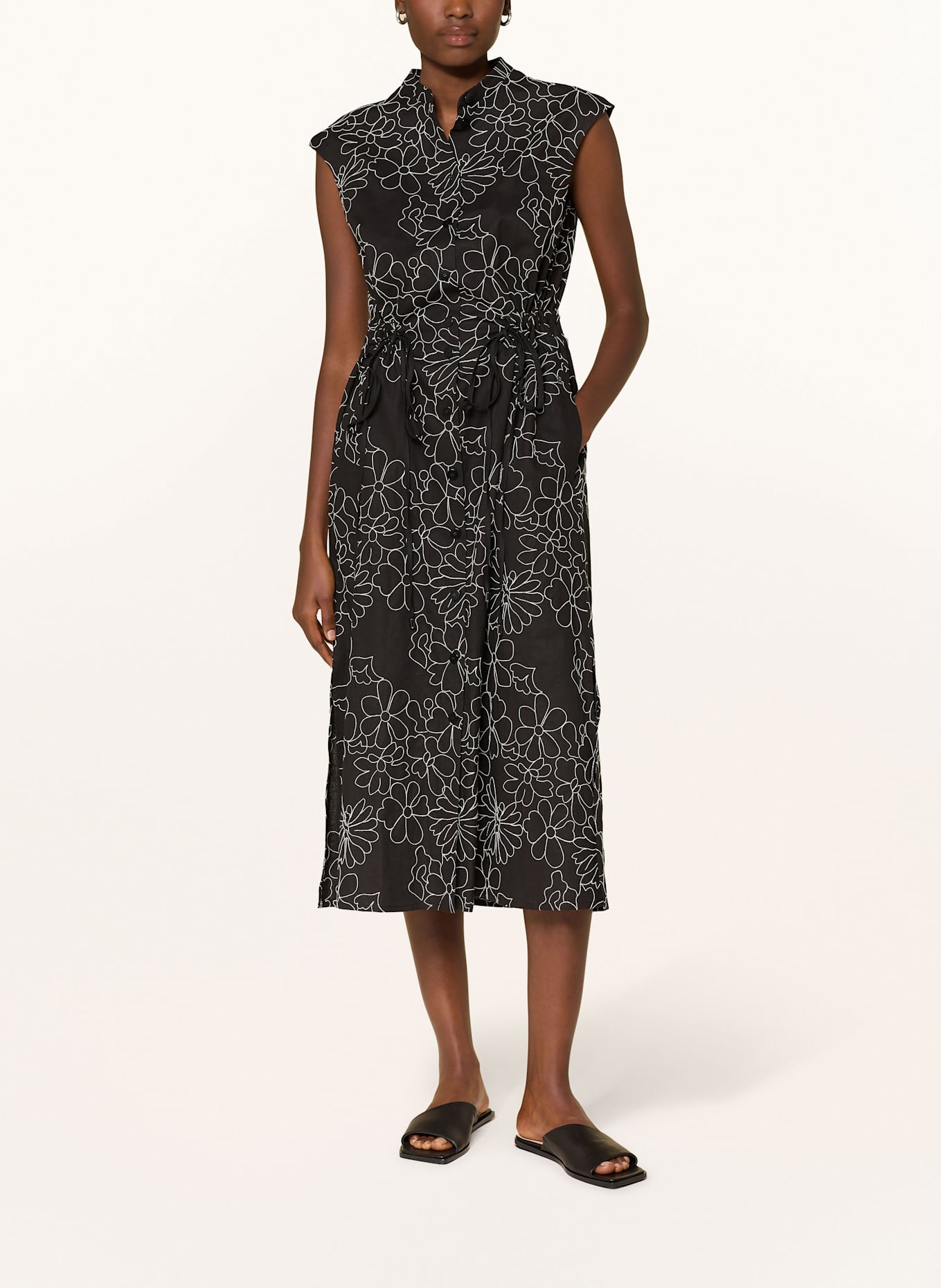 BOGNER Hemdblusenkleid CECILE und Leinen: SCHWARZ / WEISS