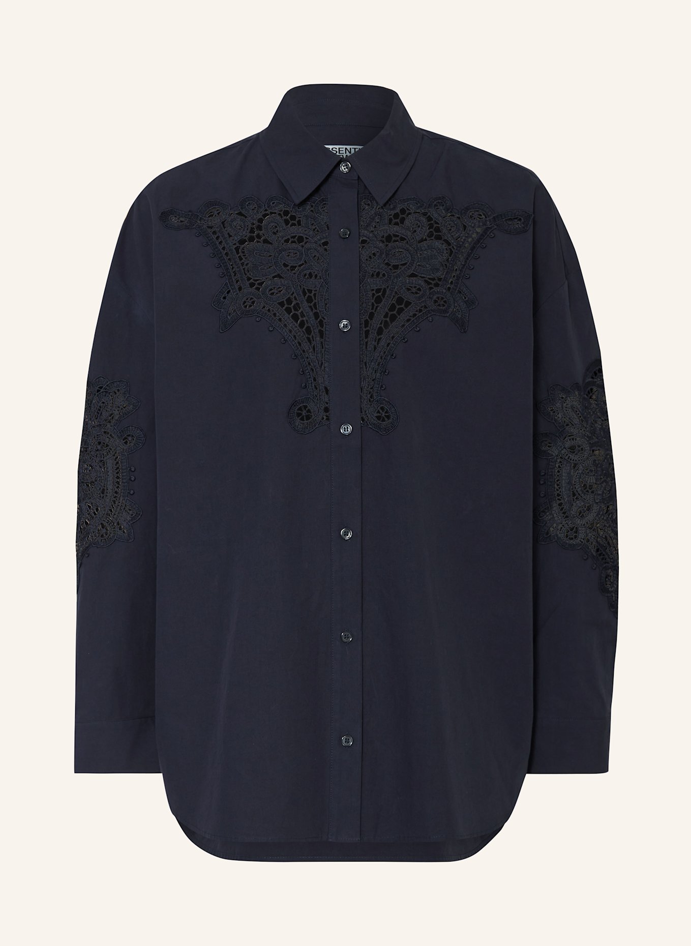 ESSENTIEL ANTWERP Oversized-Hemdbluse HOOFD mit Spitze: DUNKELBLAU