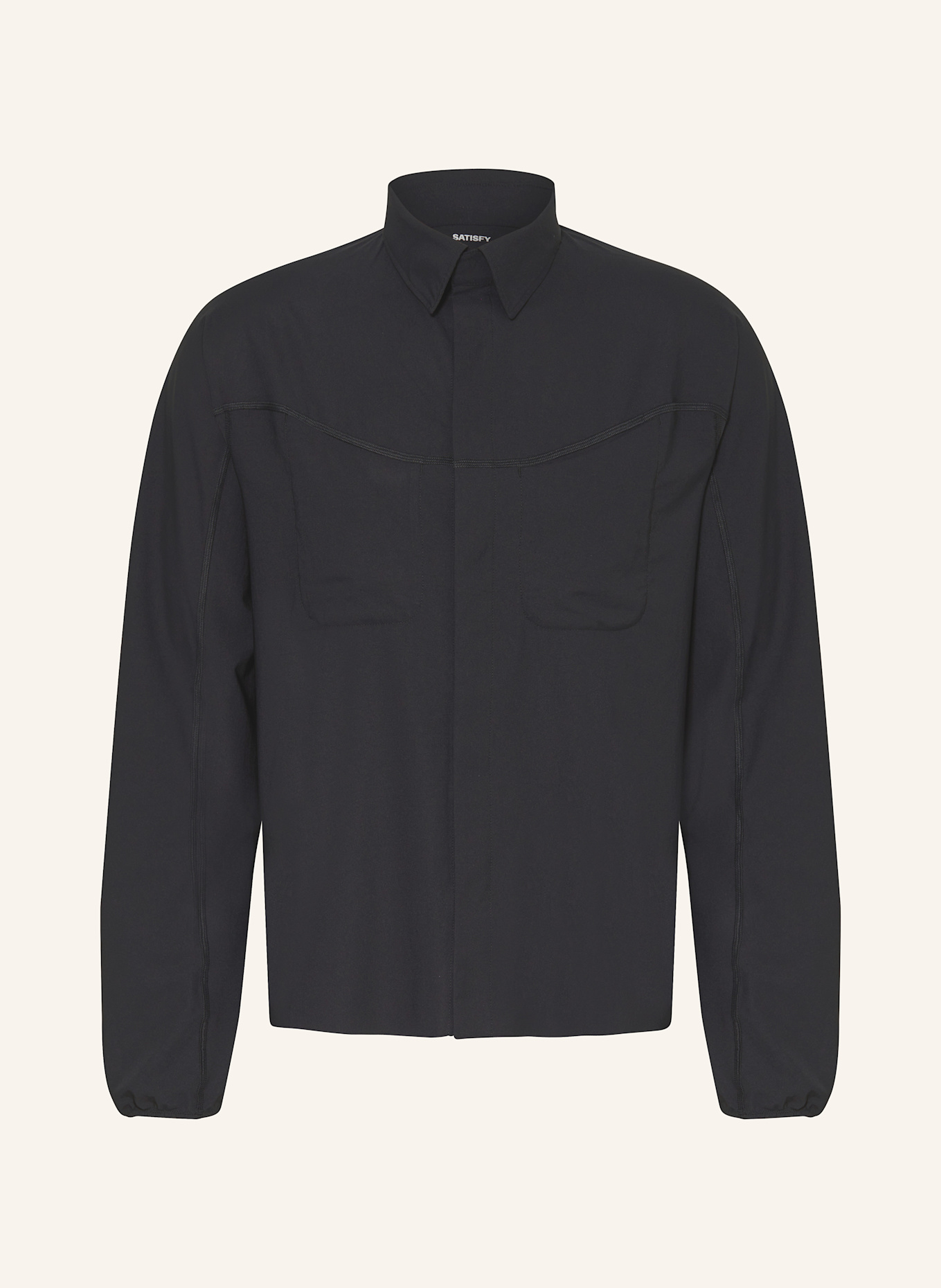 SATISFY PEACESHELL RIVER running shirt: BLACK